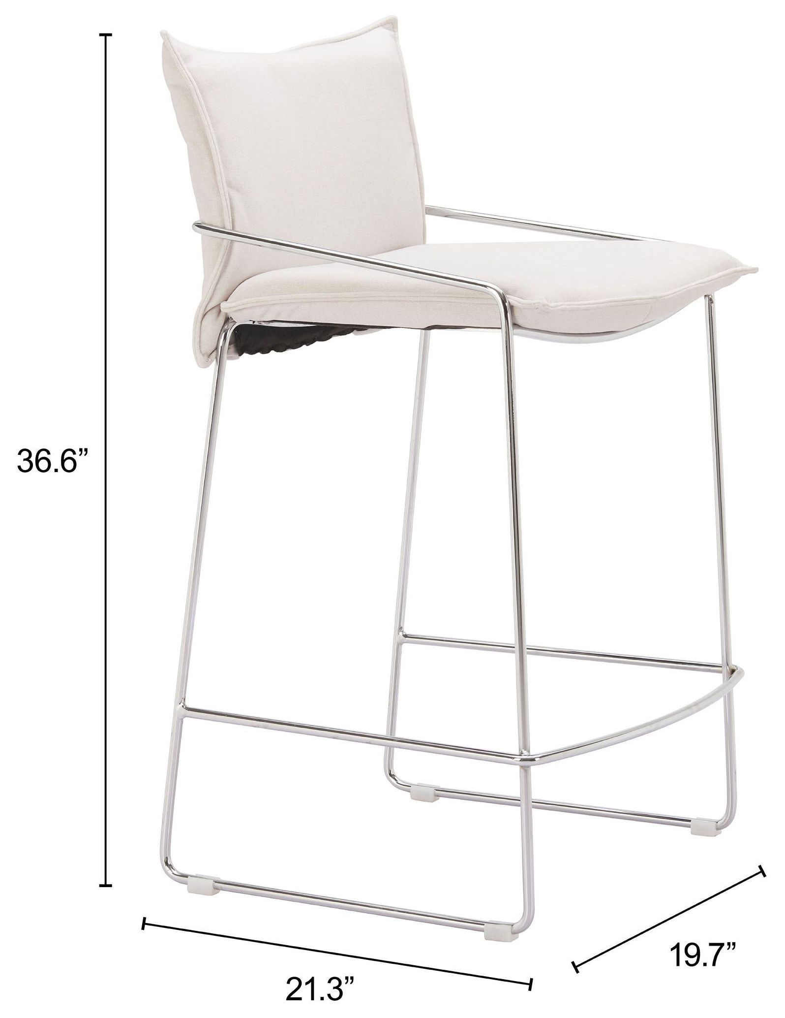 Pola White Upholstered Counter Height Stool