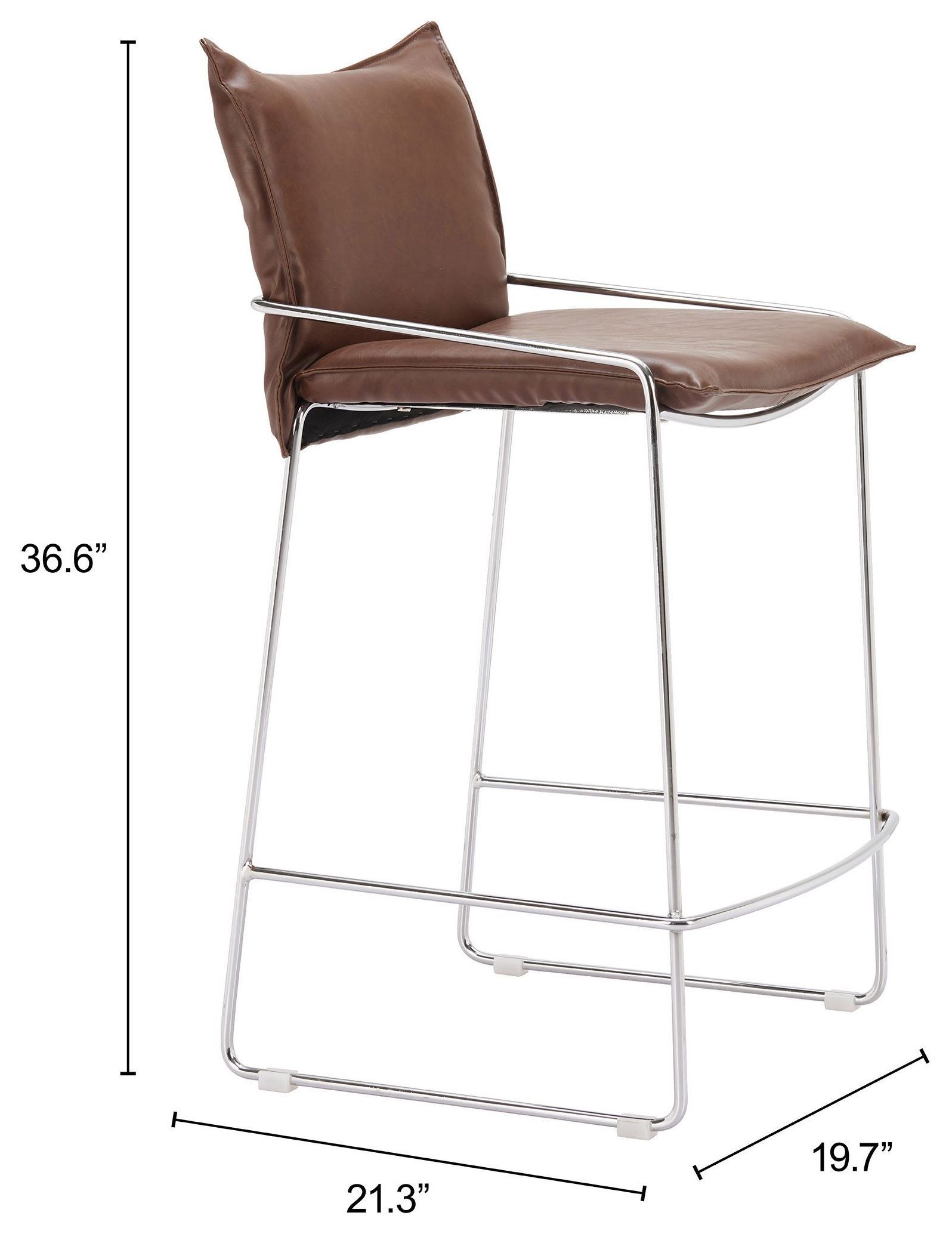 Pola Brown Upholstered Counter Height Stool