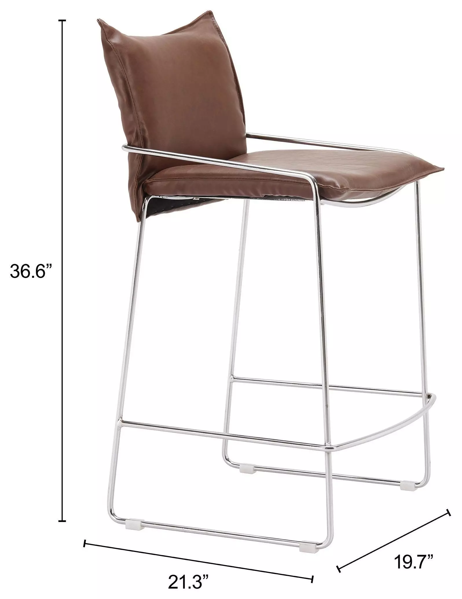 Pola Brown Upholstered Counter Height Stool