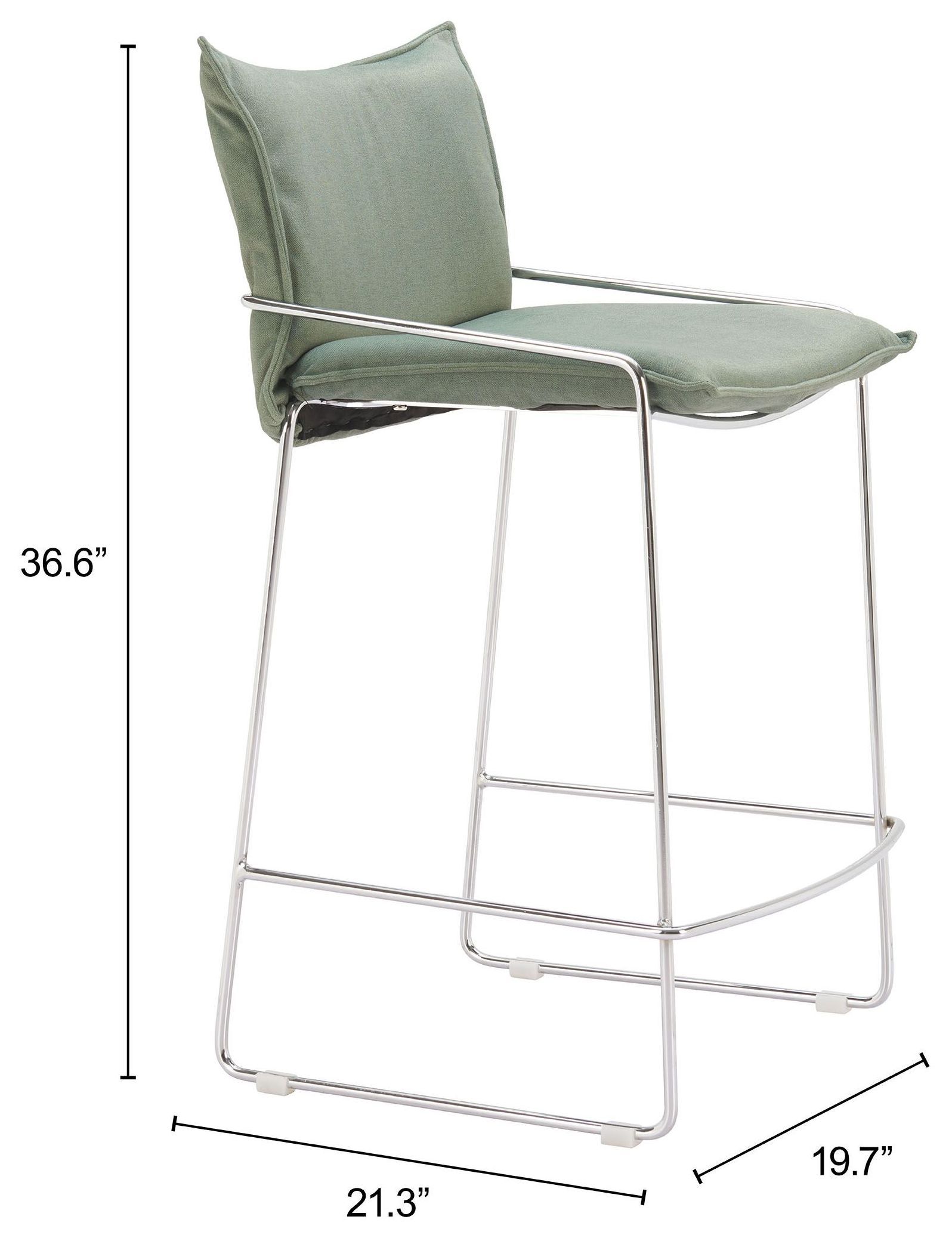 Pola Green Upholstered Counter Height Stool