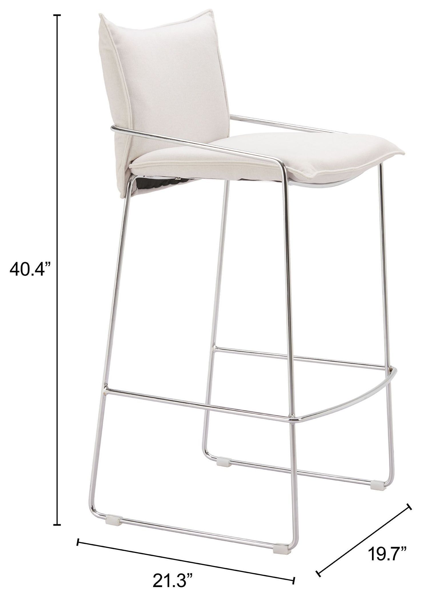 Pola White Upholstered Bar Stool