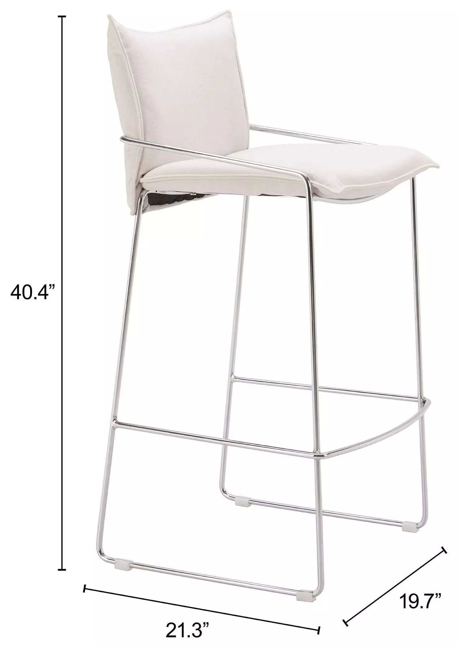 Pola White Upholstered Bar Stool