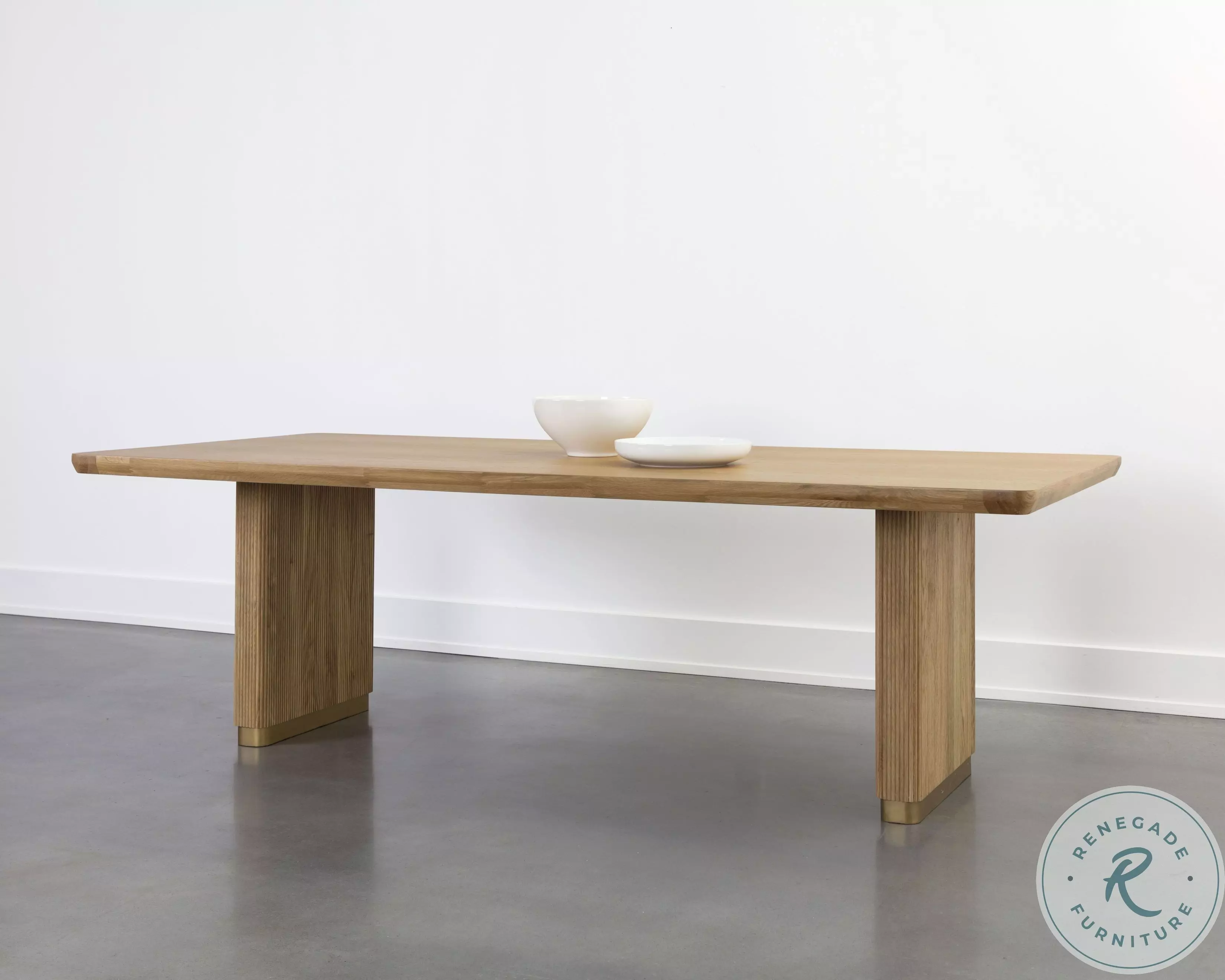 Kalla Natural And Brushed Gold Rectangular Dining Table From