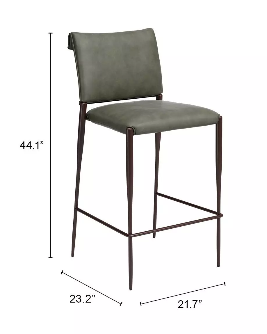 Freesia Olive Green Upholstered Bar Stool Set of 2