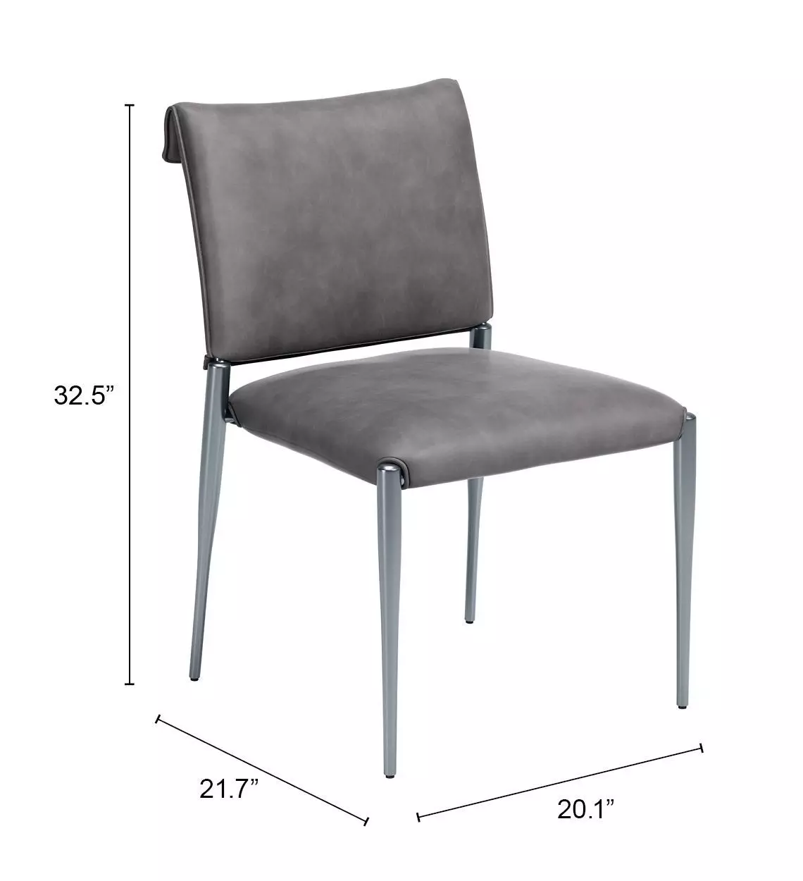 Freesia Charcoal Gray Upholstered Dining Chair Set of 2