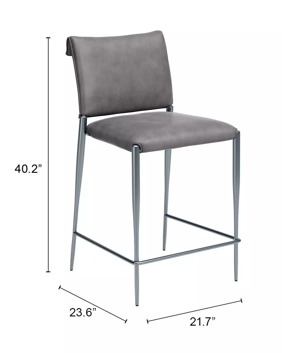 Freesia Charcoal Gray Upholstered Counter Height Stool Set of 2