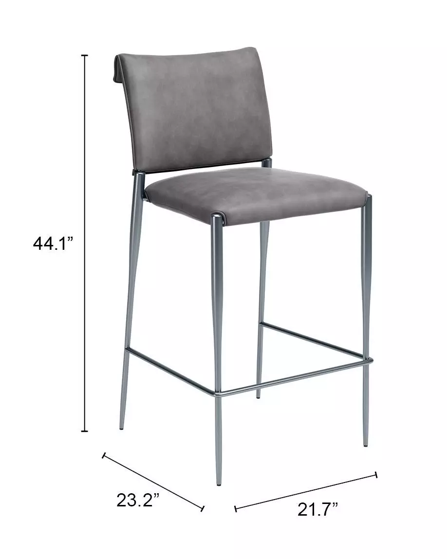 Freesia Charcoal Gray Upholstered Bar Stool Set of 2