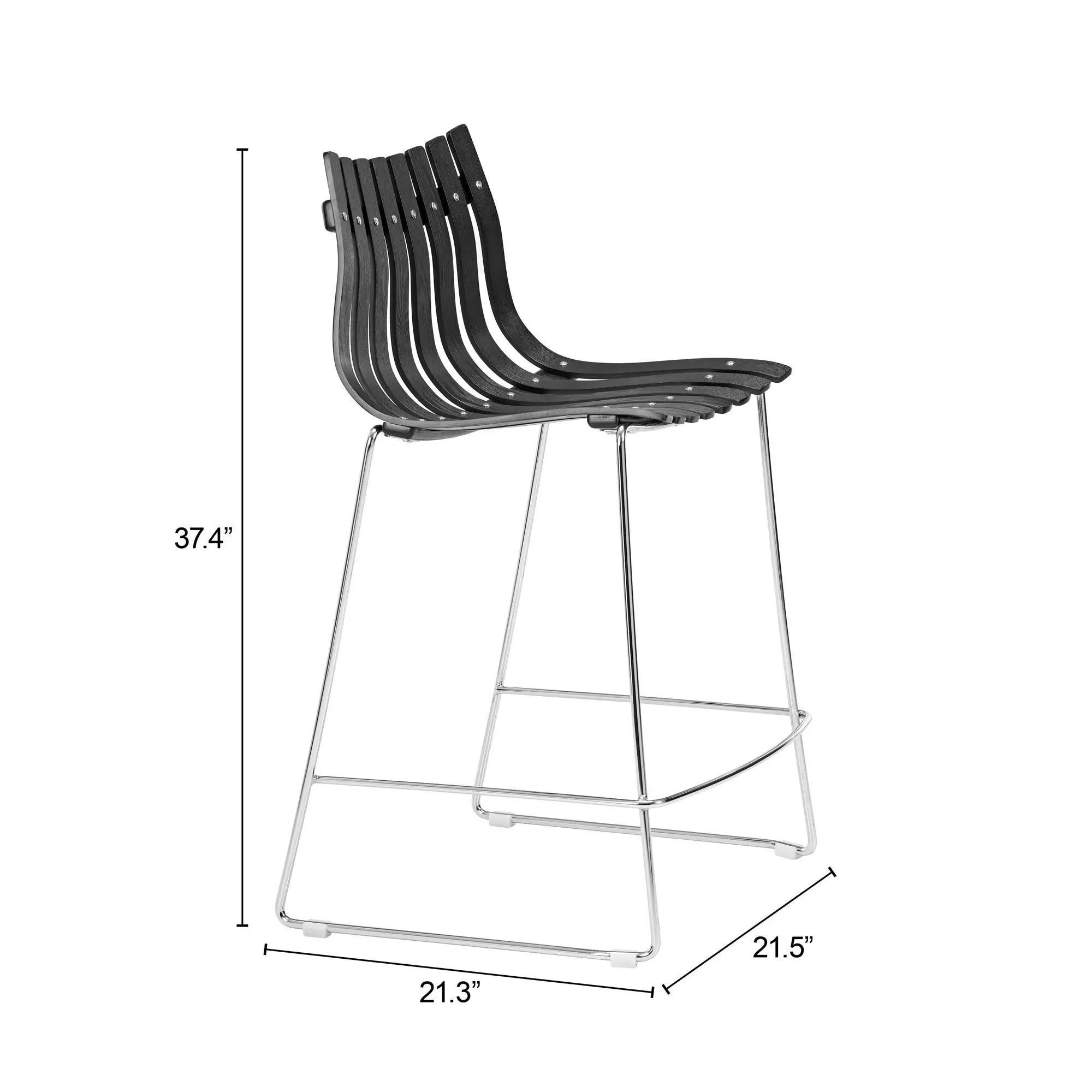 Beaufort Black and Silver Counter Height Stool Set of 2