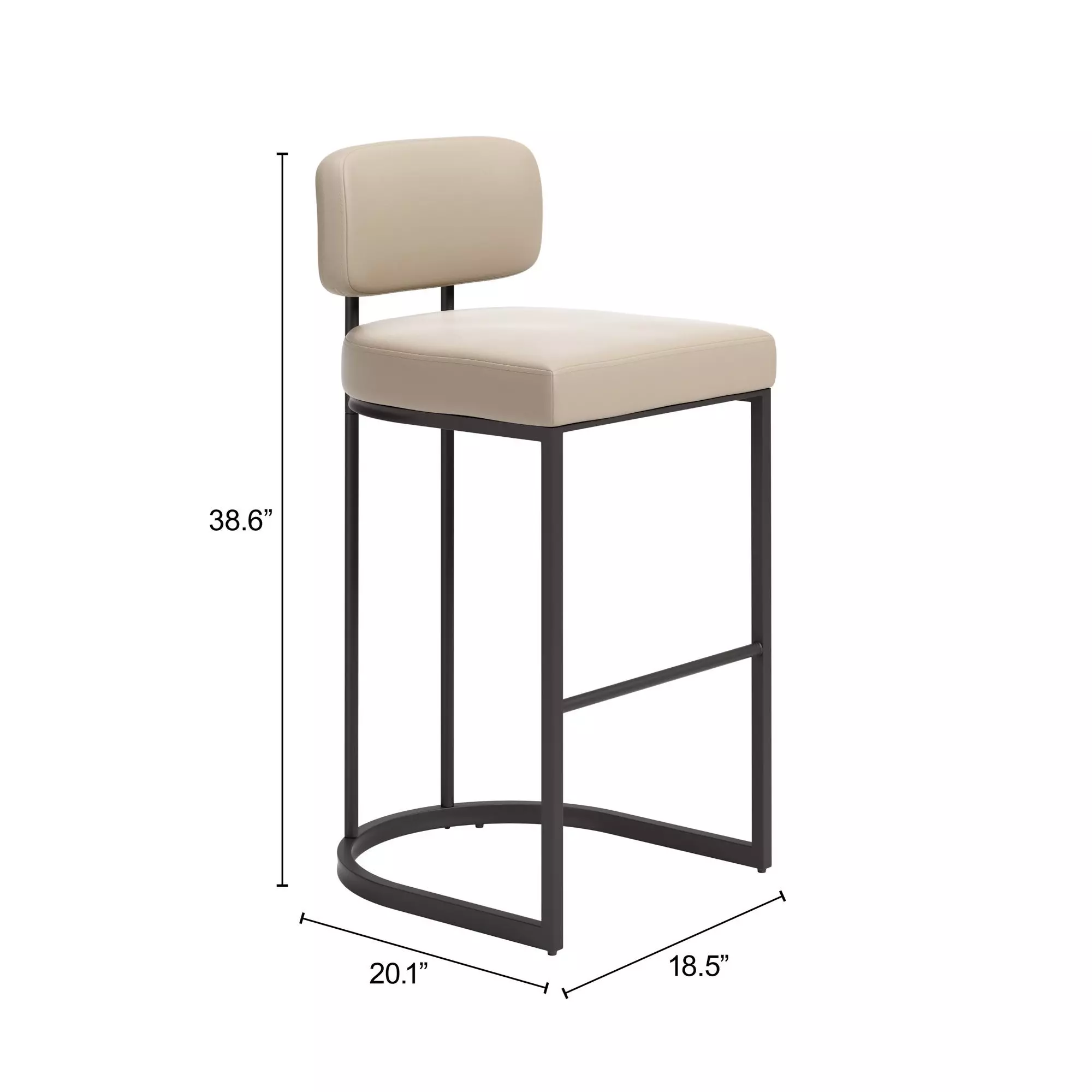 Velar Beige and Gray Upholstered Bar Stool Set of 2