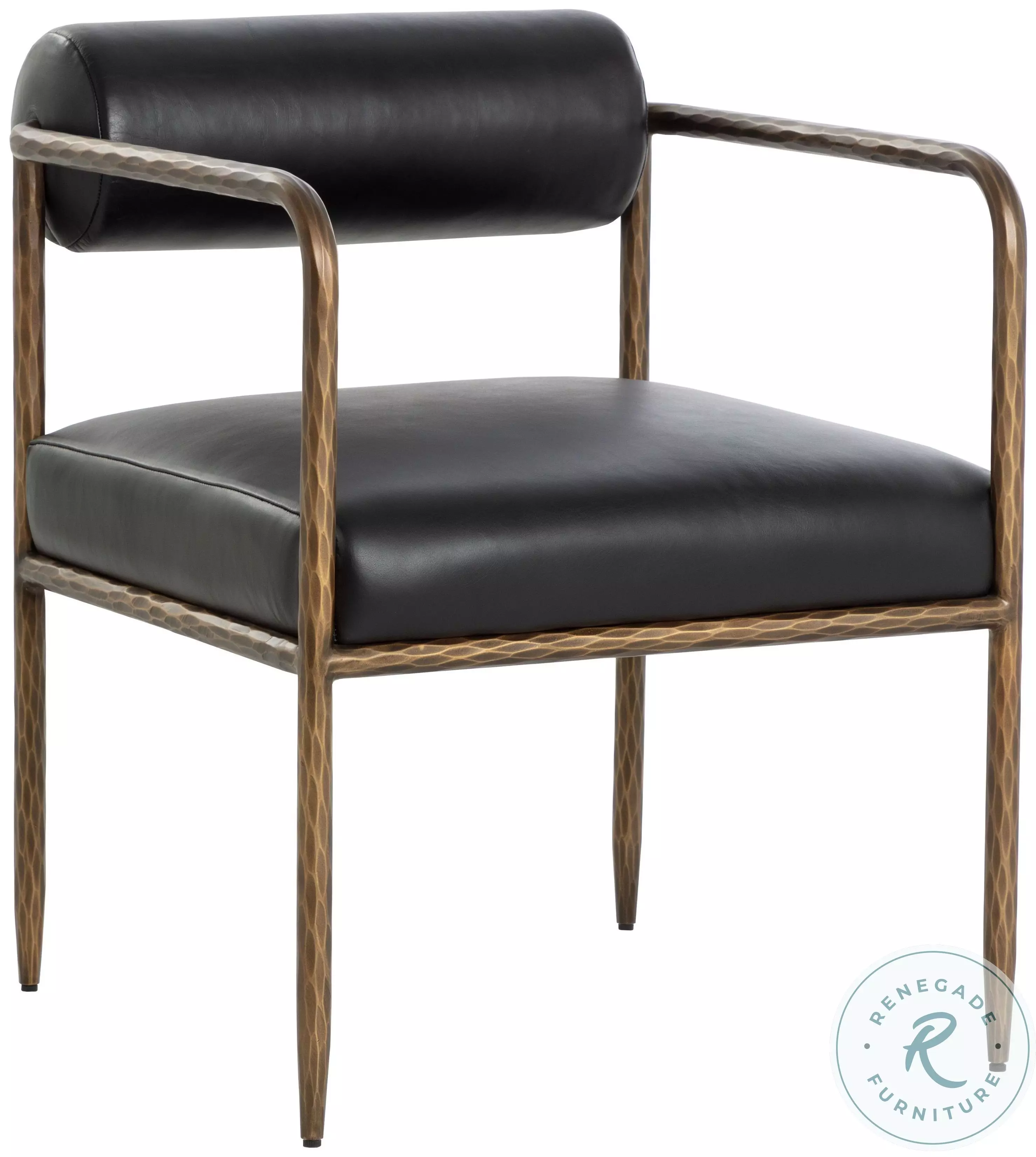 Phoenix Charcoal Black Leather Dining Arm Chair From Artisan's Nook ...