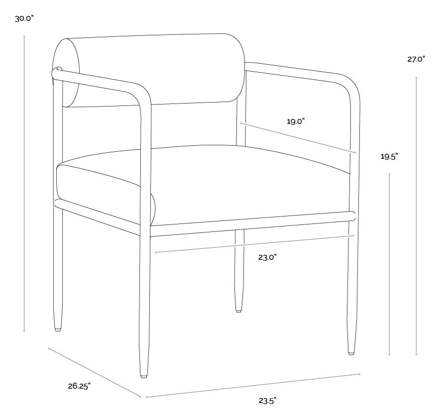 Ajani Tan Leather Dining Arm Chair