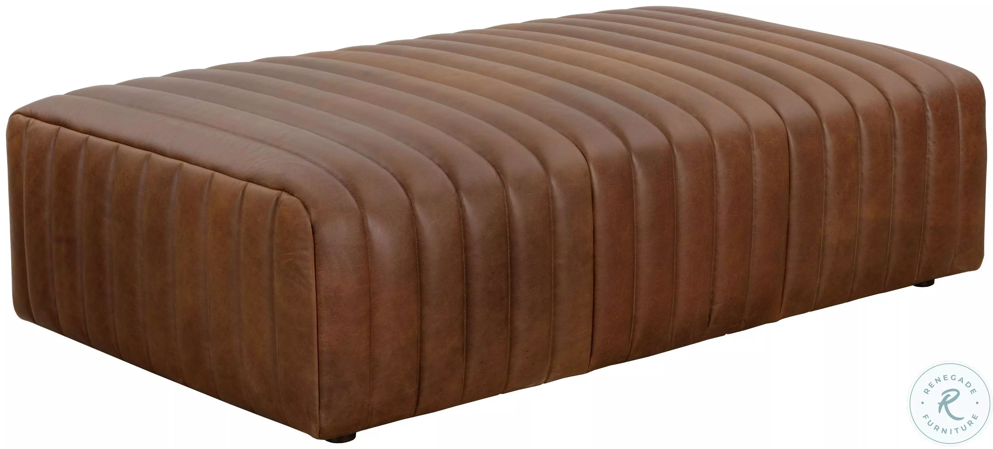 Cassiel Lucia Tobacco Leather Rectangular Ottoman From Artisan's