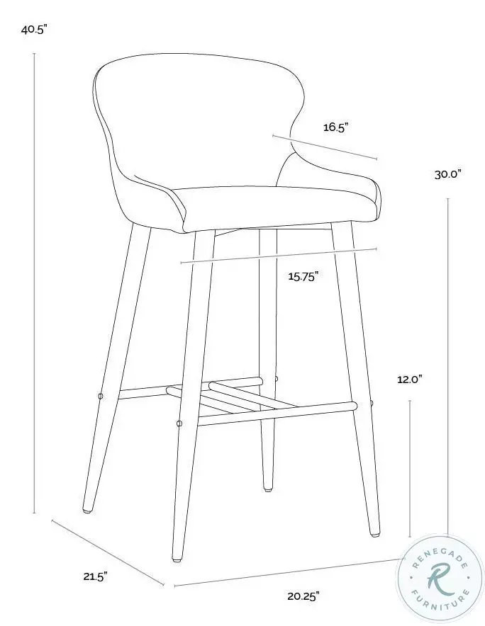 Cascade Milliken Cognac Bar Stool