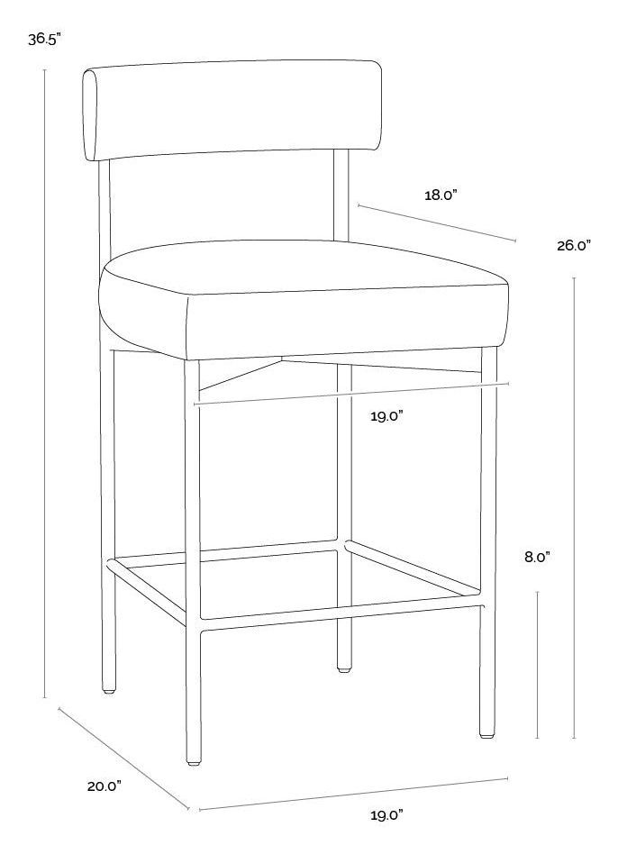 Astellan Bravo Cognac Upholstered Counter Height Stool