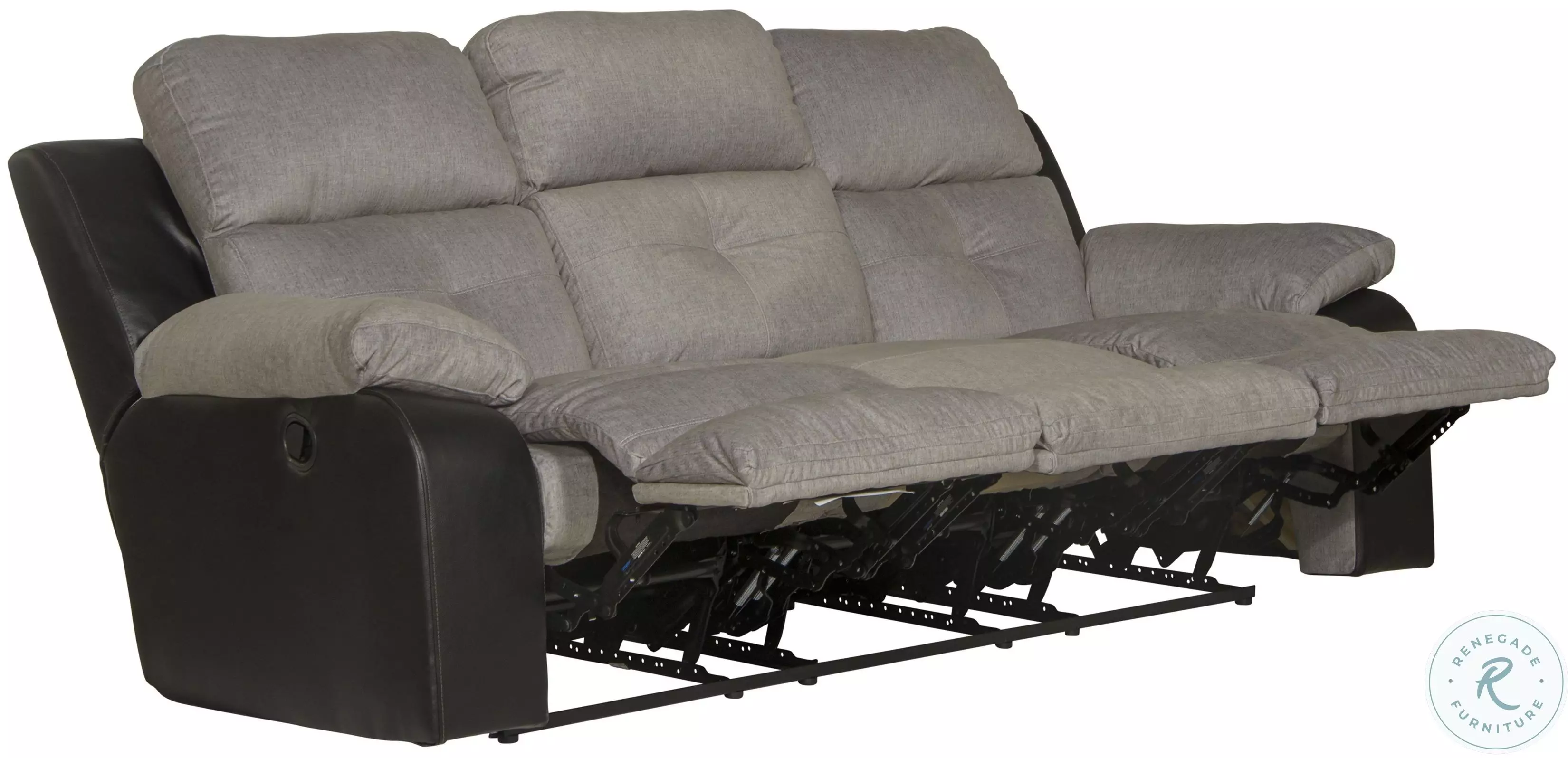 Felix Black And Granite Triple Seat Reclining Sofa with Drop Down