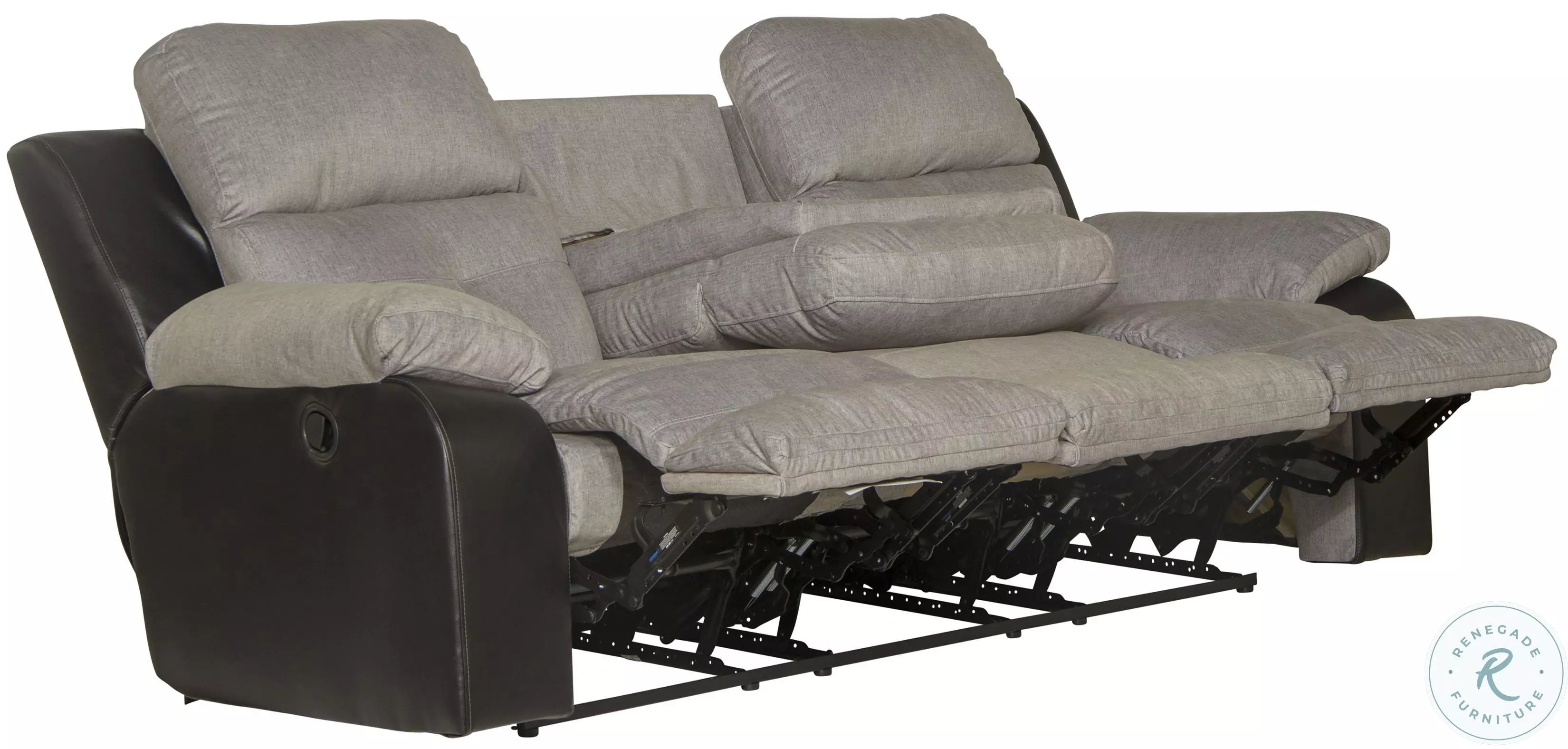 Felix Black And Granite Triple Seat Reclining Sofa with Drop Down