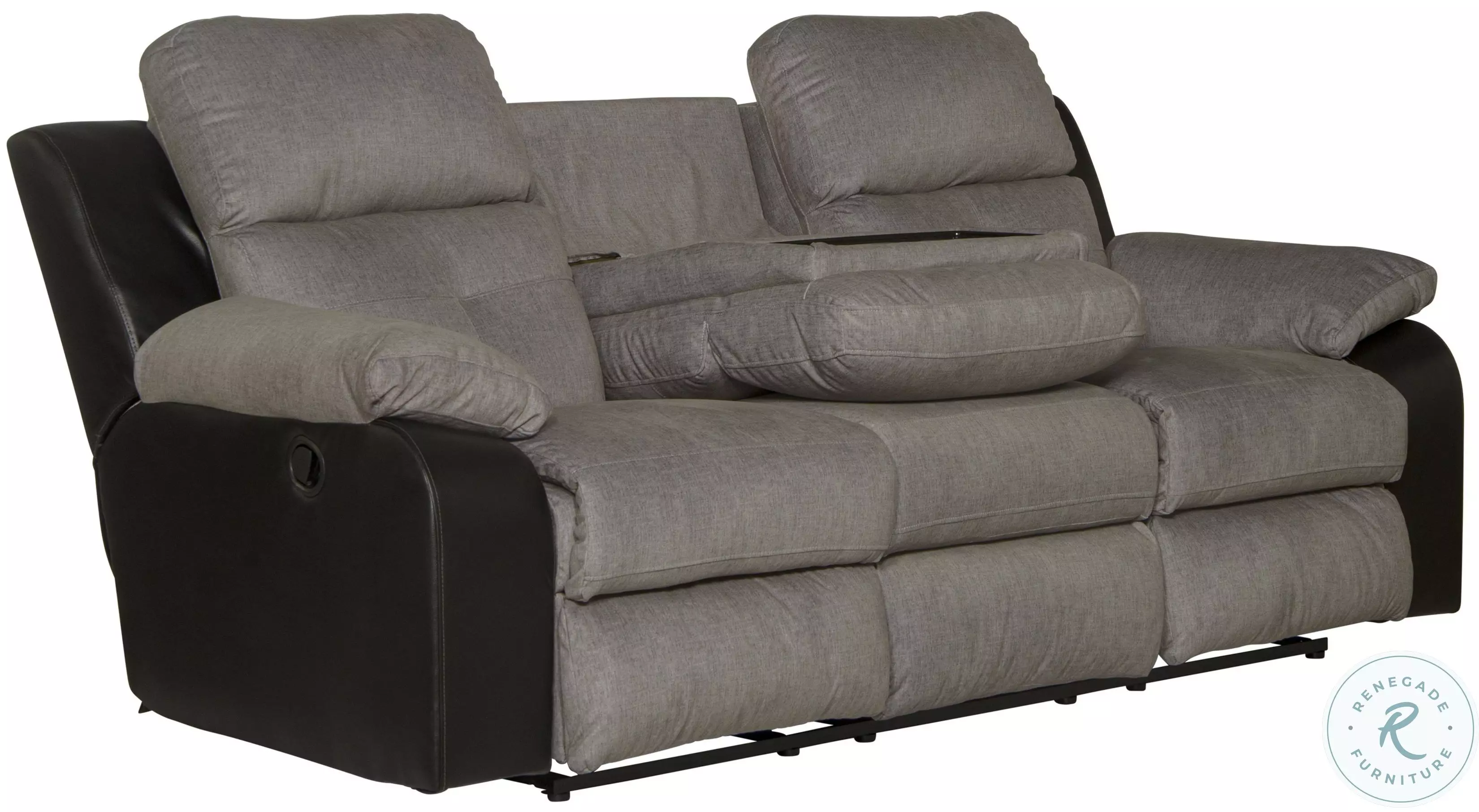 Felix Black And Granite Triple Seat Reclining Sofa with Drop Down