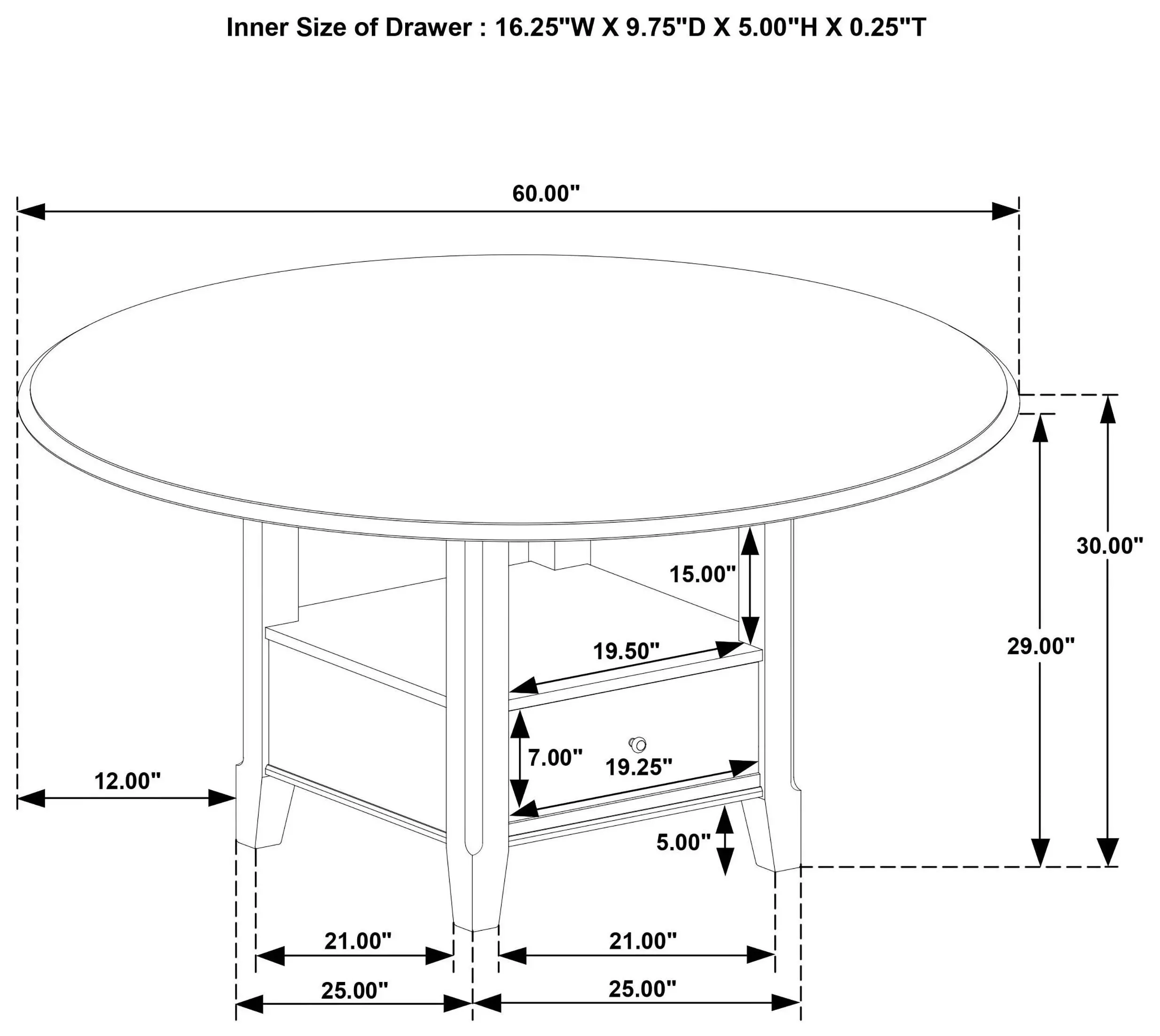 Twyla Dark Cocoa 60" Round Storage Dining Table