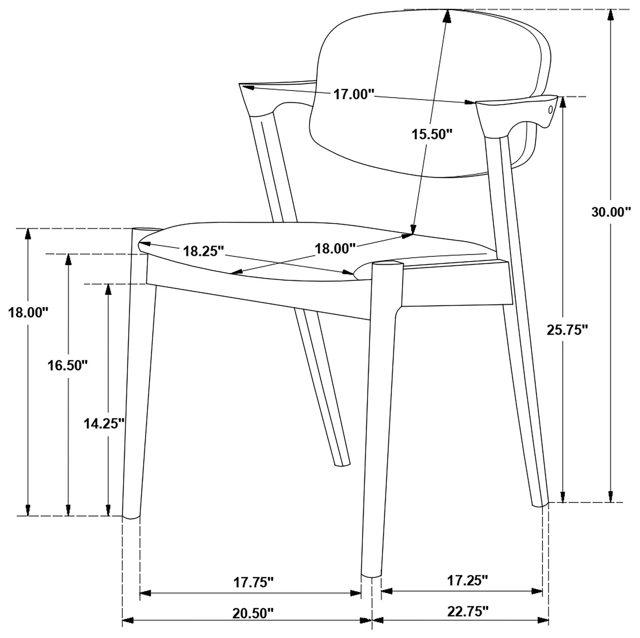 Stevie Brown Grey and Black Side Chair Set of 2