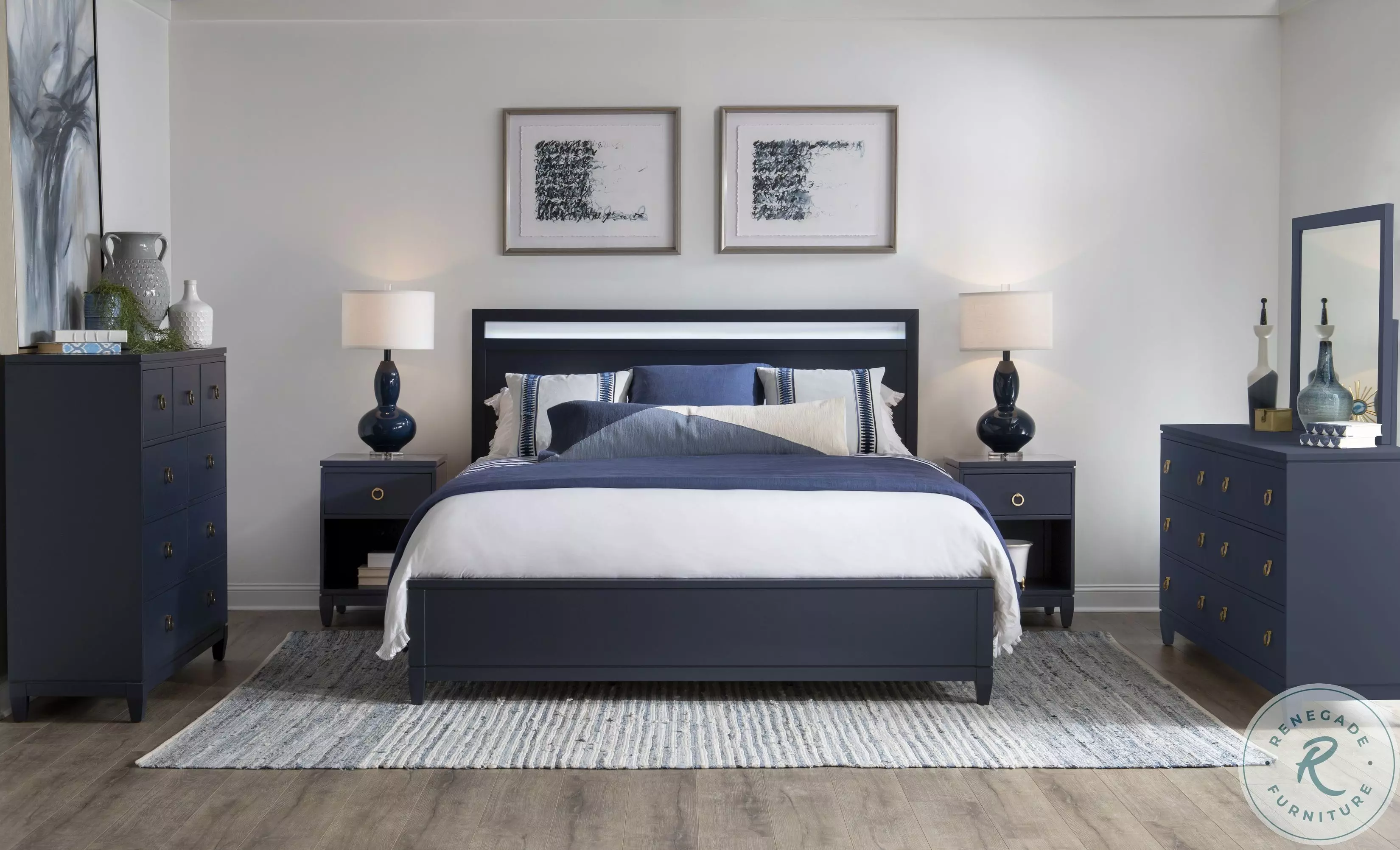 Summerland Inkwell Blue Panel Bedroom Set From Home Gallery