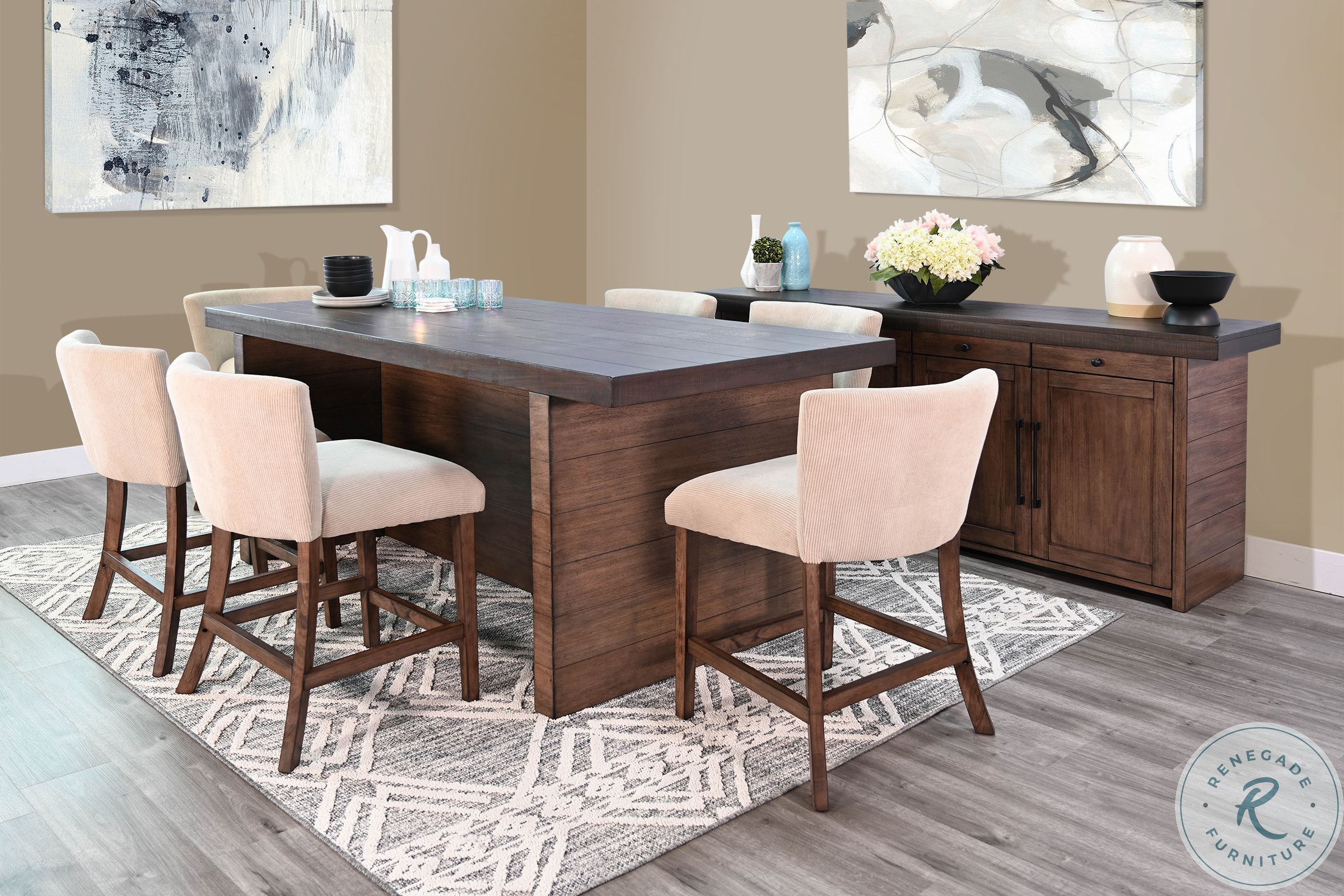 Autumn Echo Dark Brown Boise Rectangular Counter Height Dining Room Set