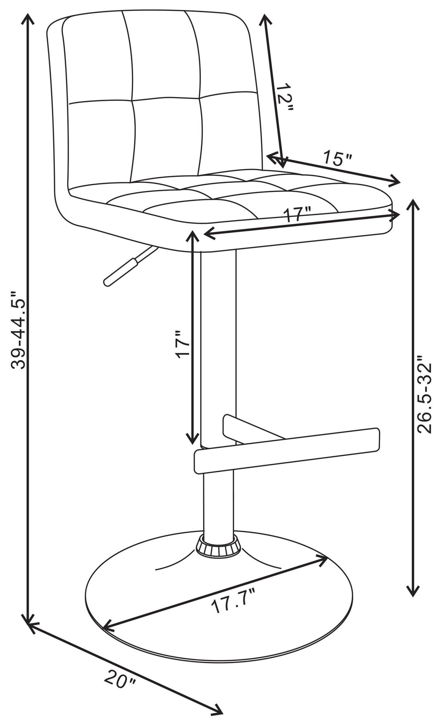 Lenny Chrome And White Adjustable Height Bar Stool Set of 2