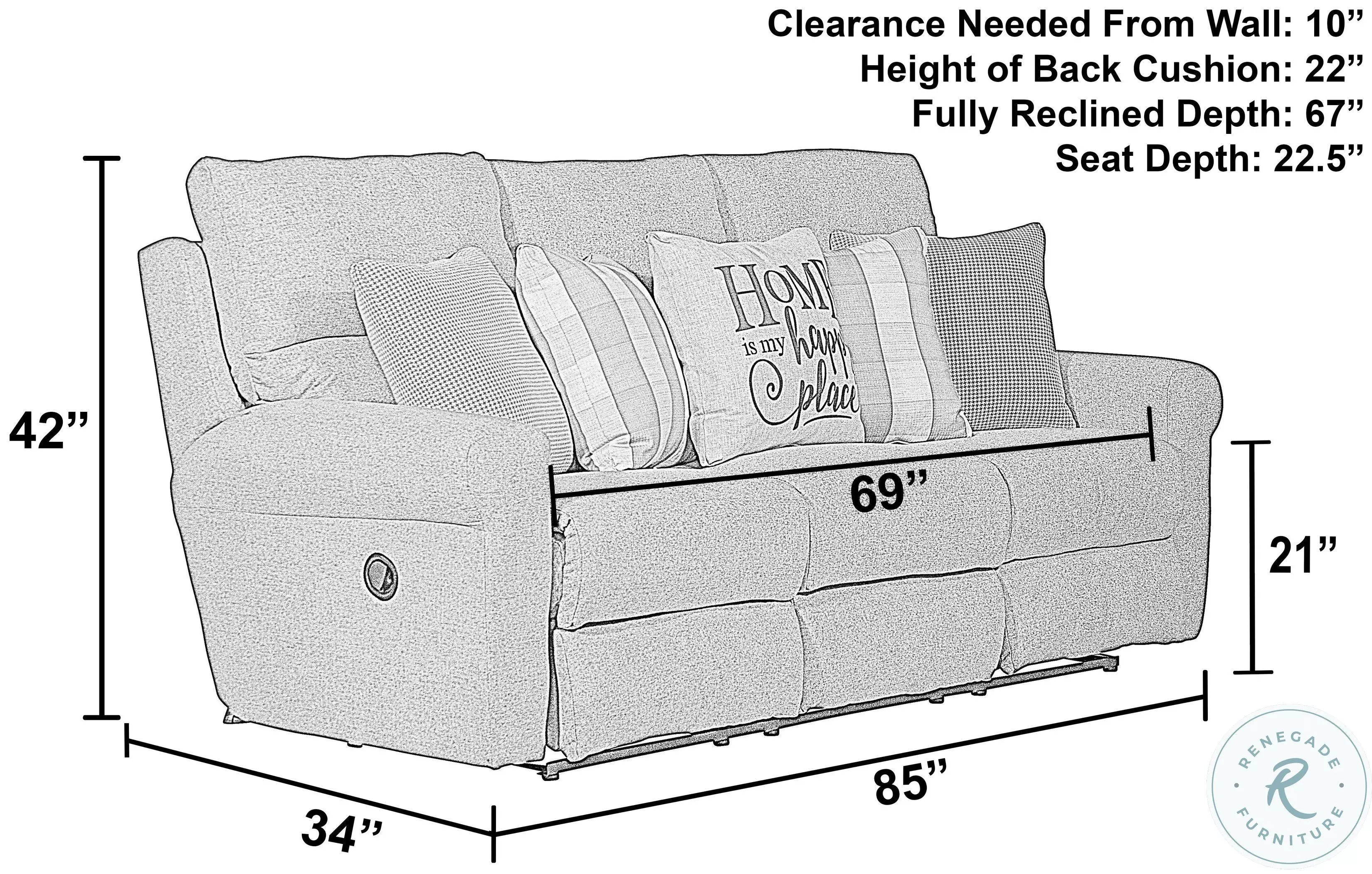 Westport Metal Lay Flat Reclining 85" Sofa