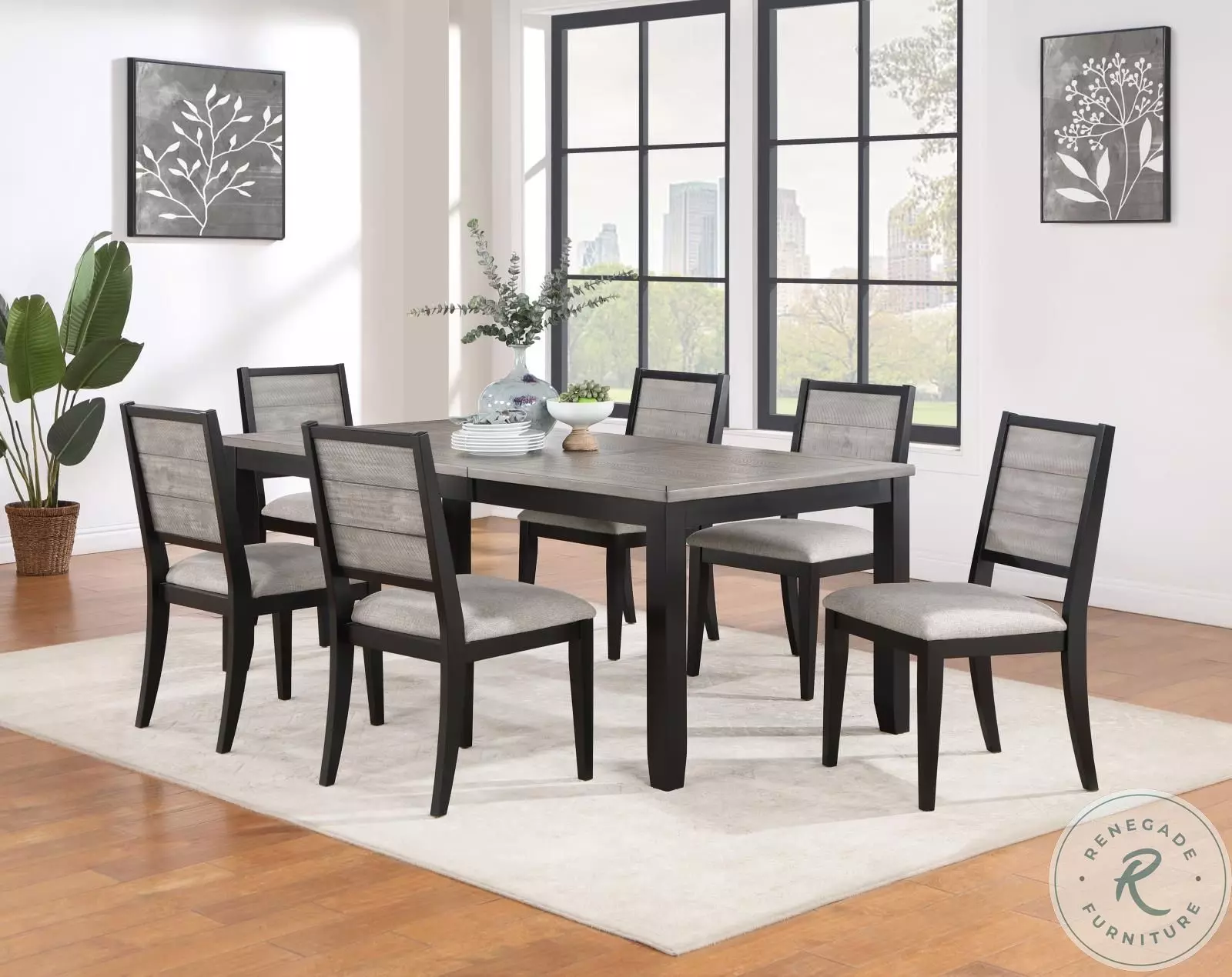 Elodie Gray And Black Extendable Dining Room Set from Coaster