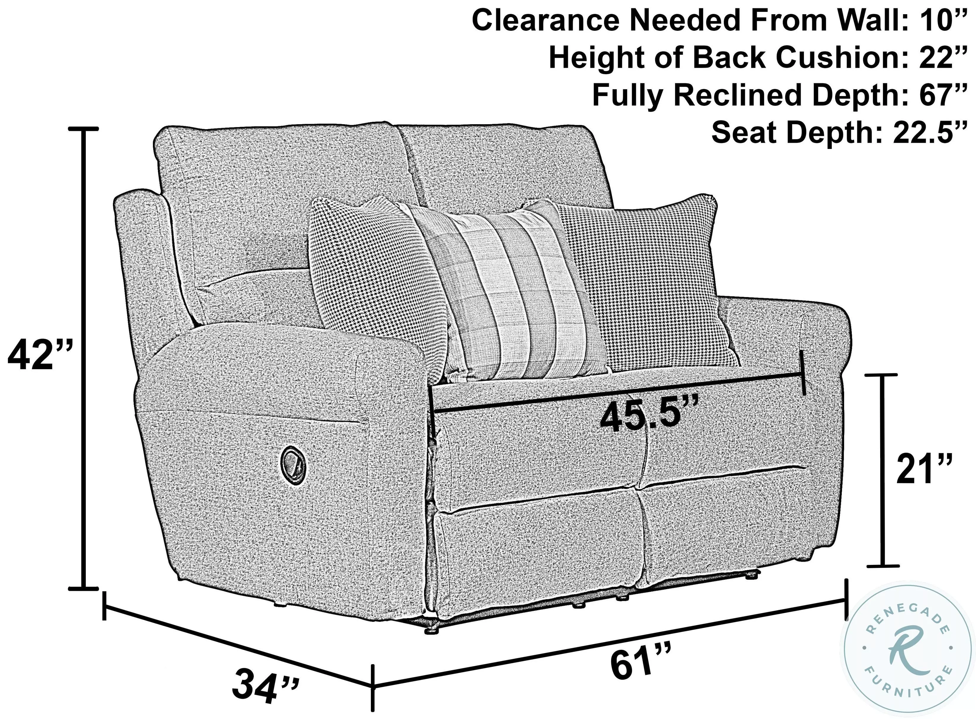Westport Metal Lay Flat Reclining 61" Loveseat