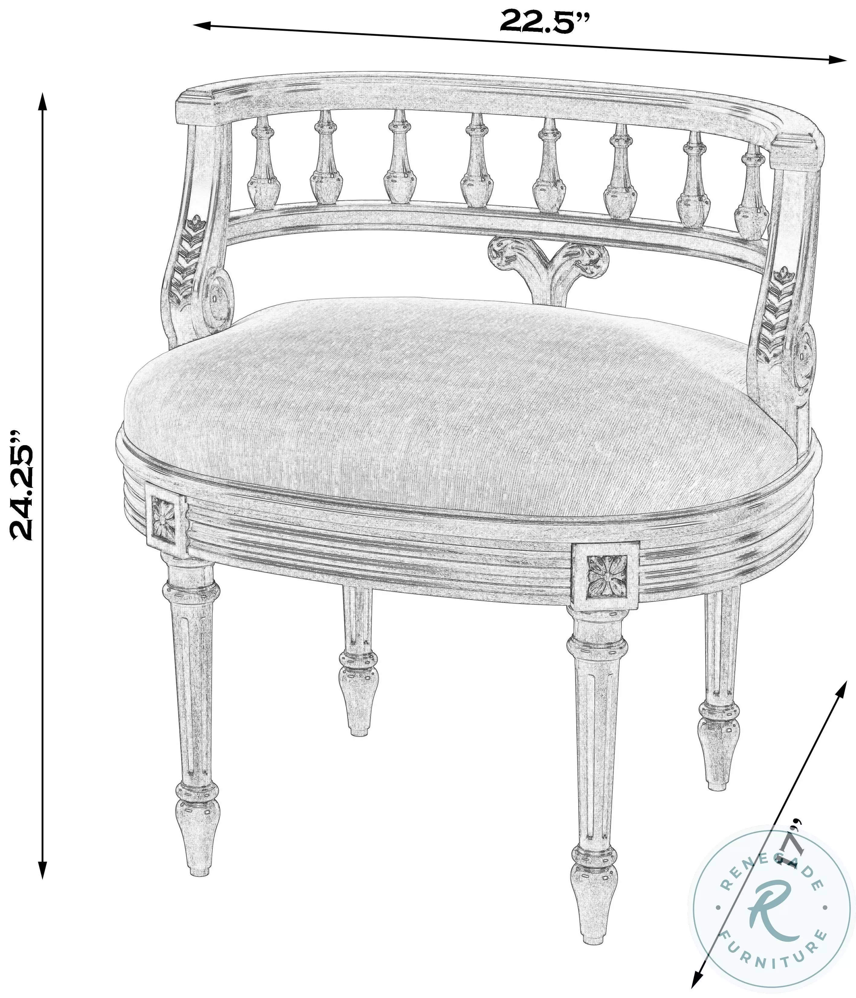 Hathaway Antique Beige Vanity Stool
