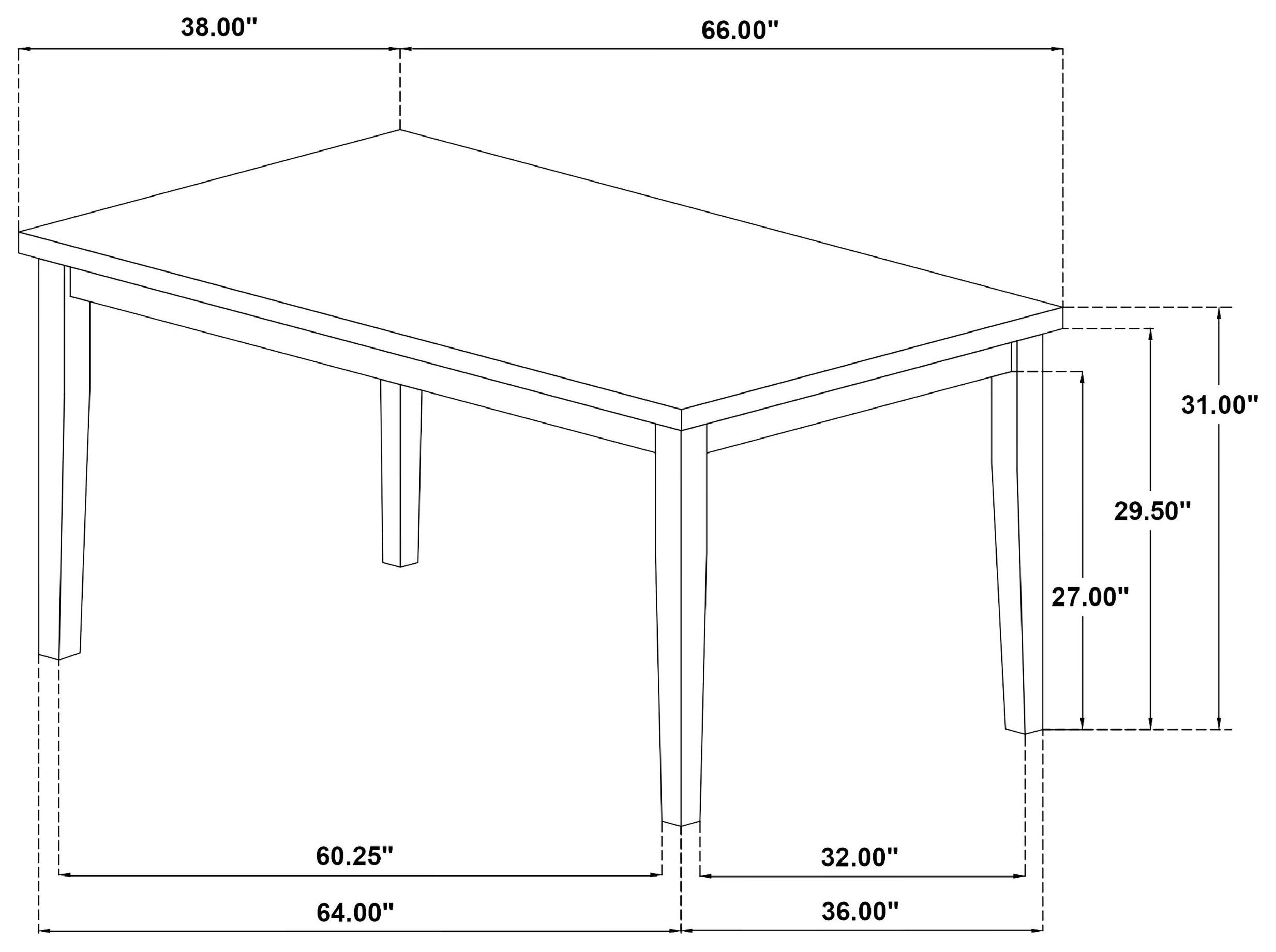 Andrews Light Ash and White 66" Rectangular Dining Table
