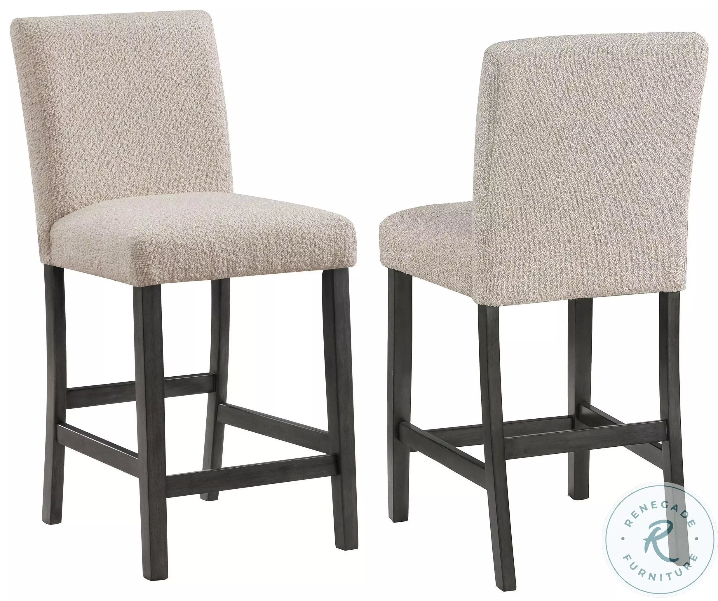 Alba Beige Upholstered Counter Height Chair Set of 2 From