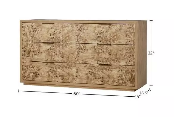Milan Natural 6 Drawer Dresser