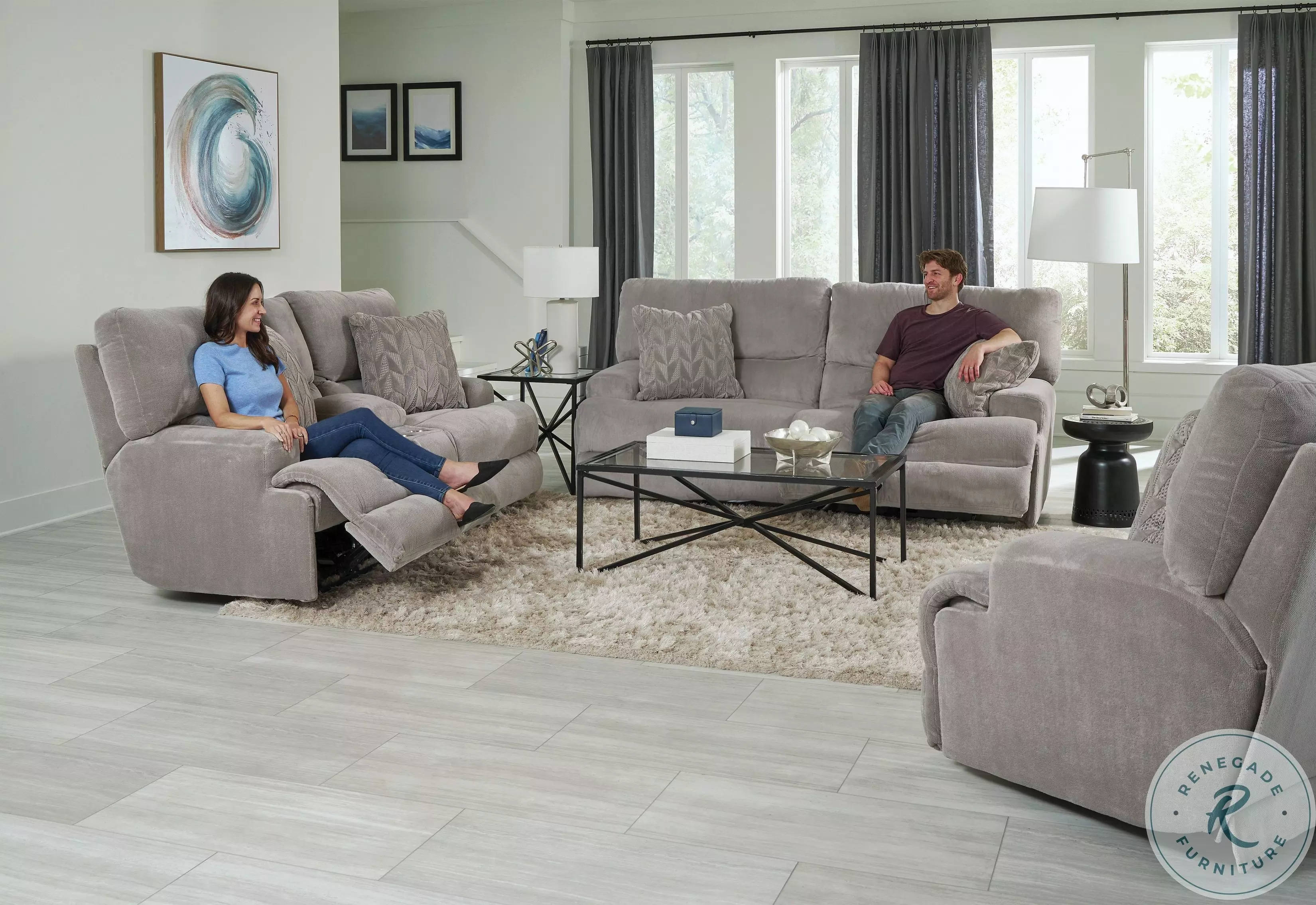 Renaldo Stone Lay Flat Power Recliner with Zero Gravity From