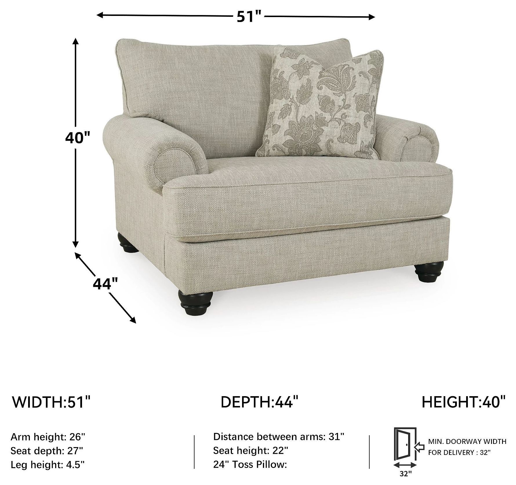 Asanti Fog Oversized Chair