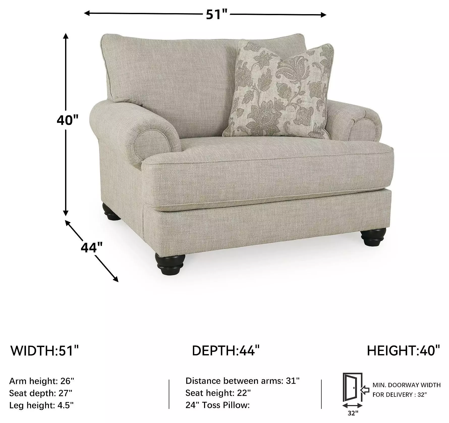 Asanti Fog Oversized Chair