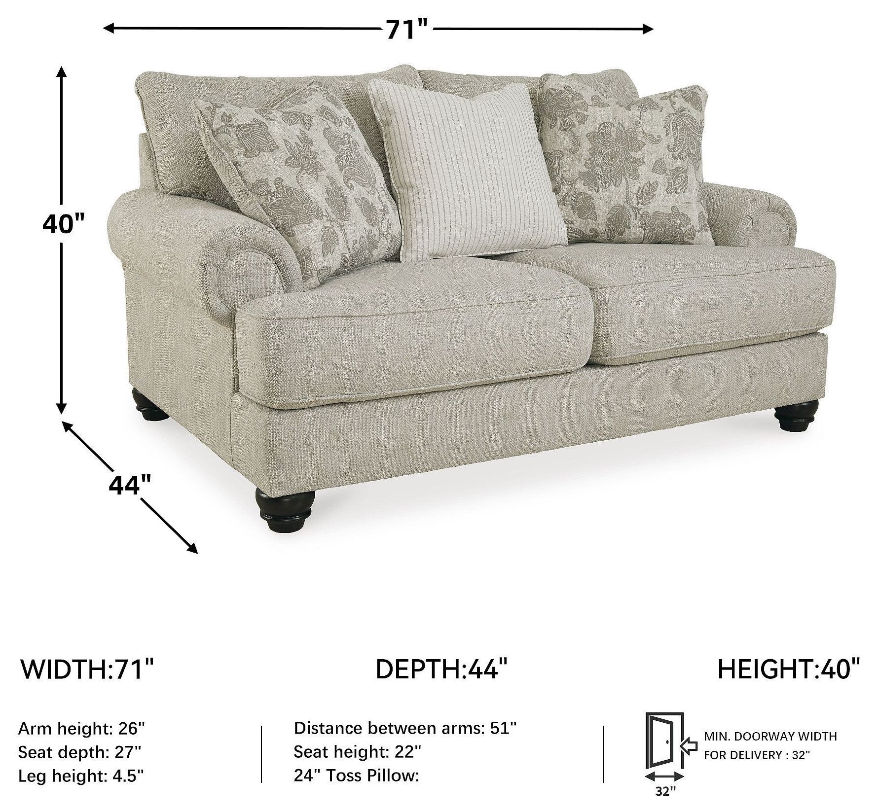 Asanti Fog Loveseat