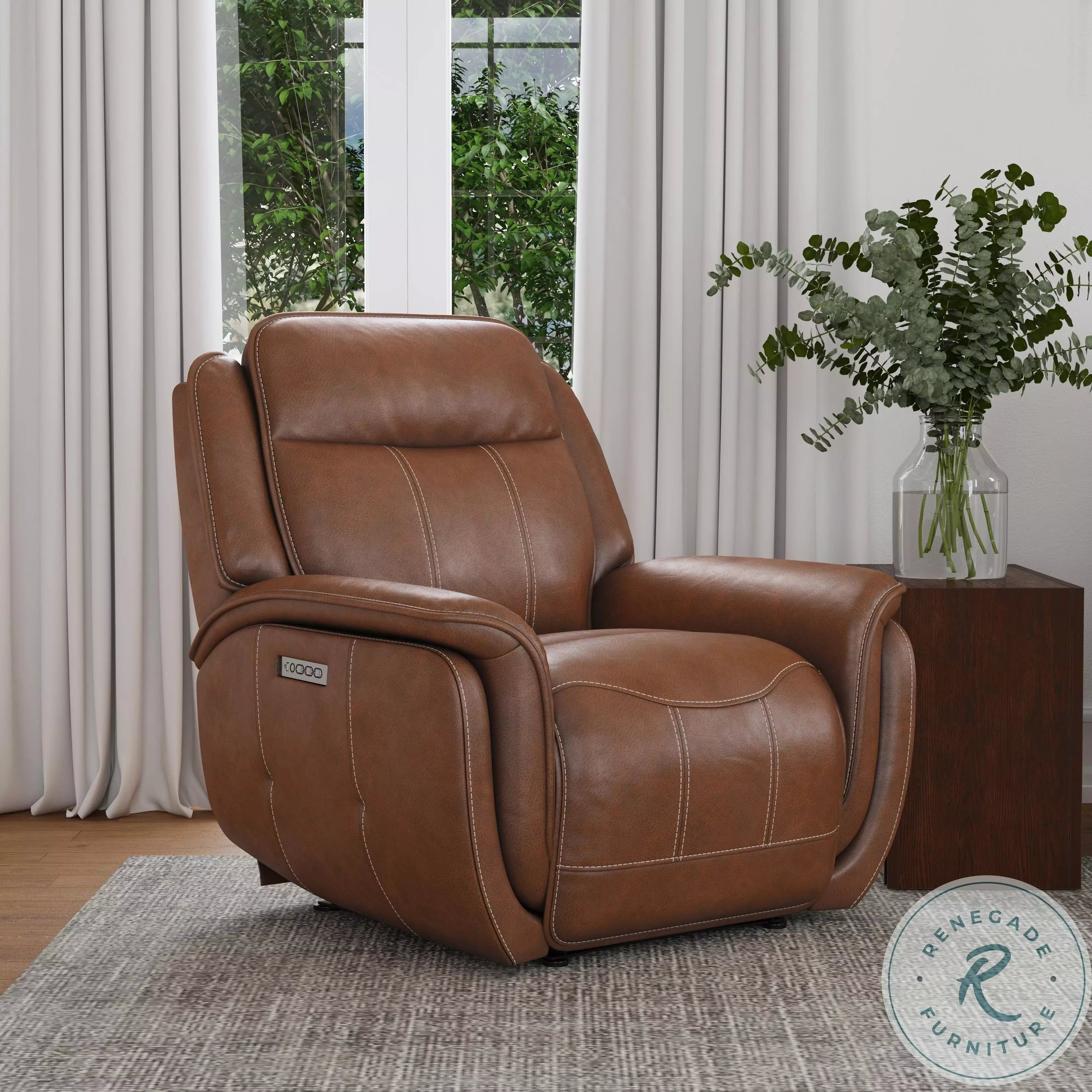Swift Dusk Hazelnut Leather Power Recliner with Power Headrest And