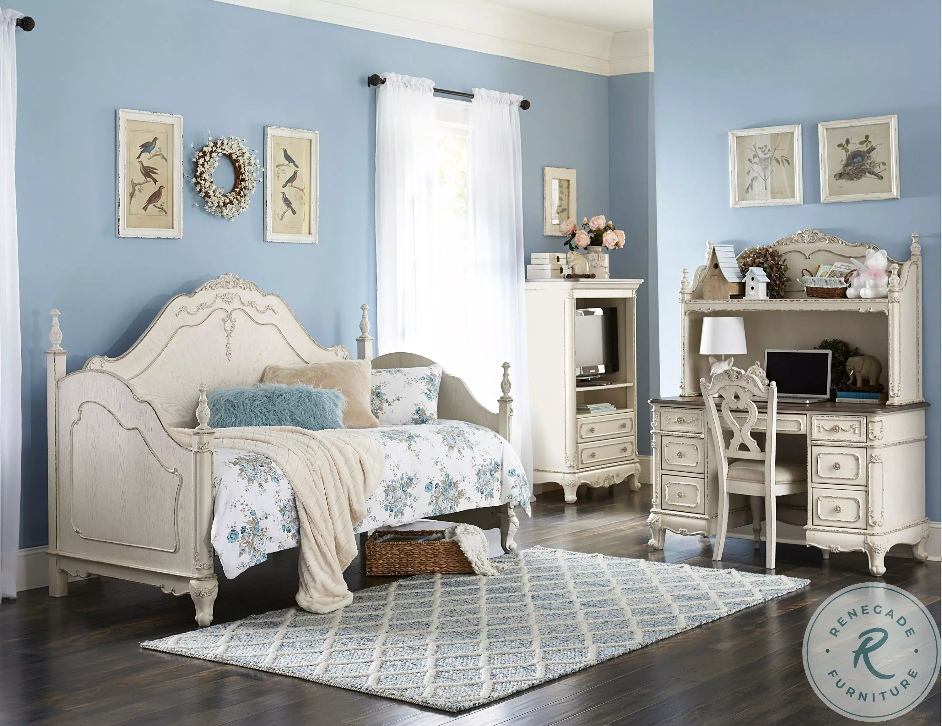 white antique様 Hillsdale Wilshire Panel Bedroom Set in Antique White