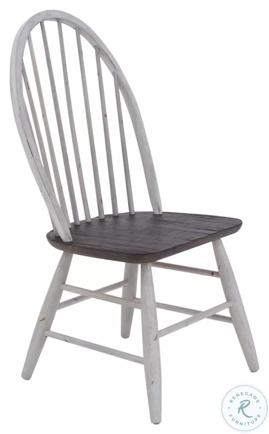 Farmhouse Two Tone White Windsor Back Side Chair Set of 2 From