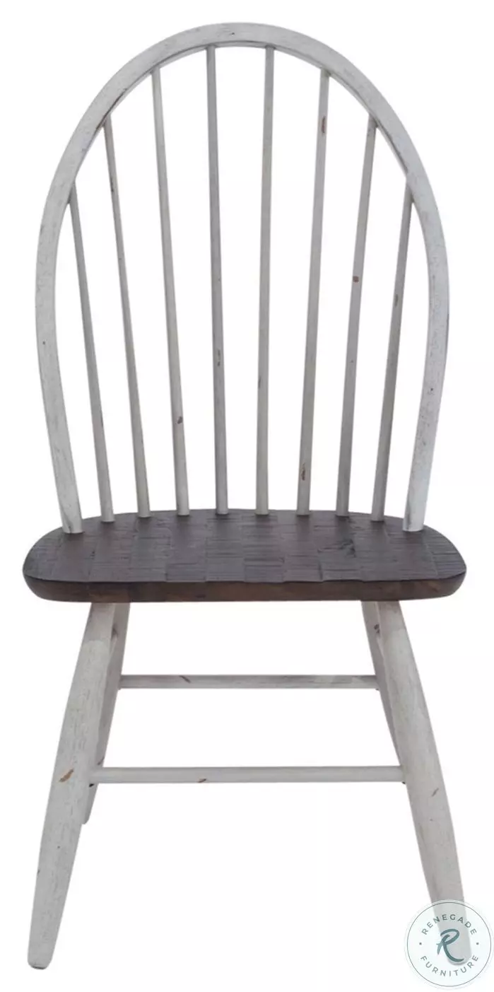 Farmhouse Two Tone White Windsor Back Side Chair Set of 2 From