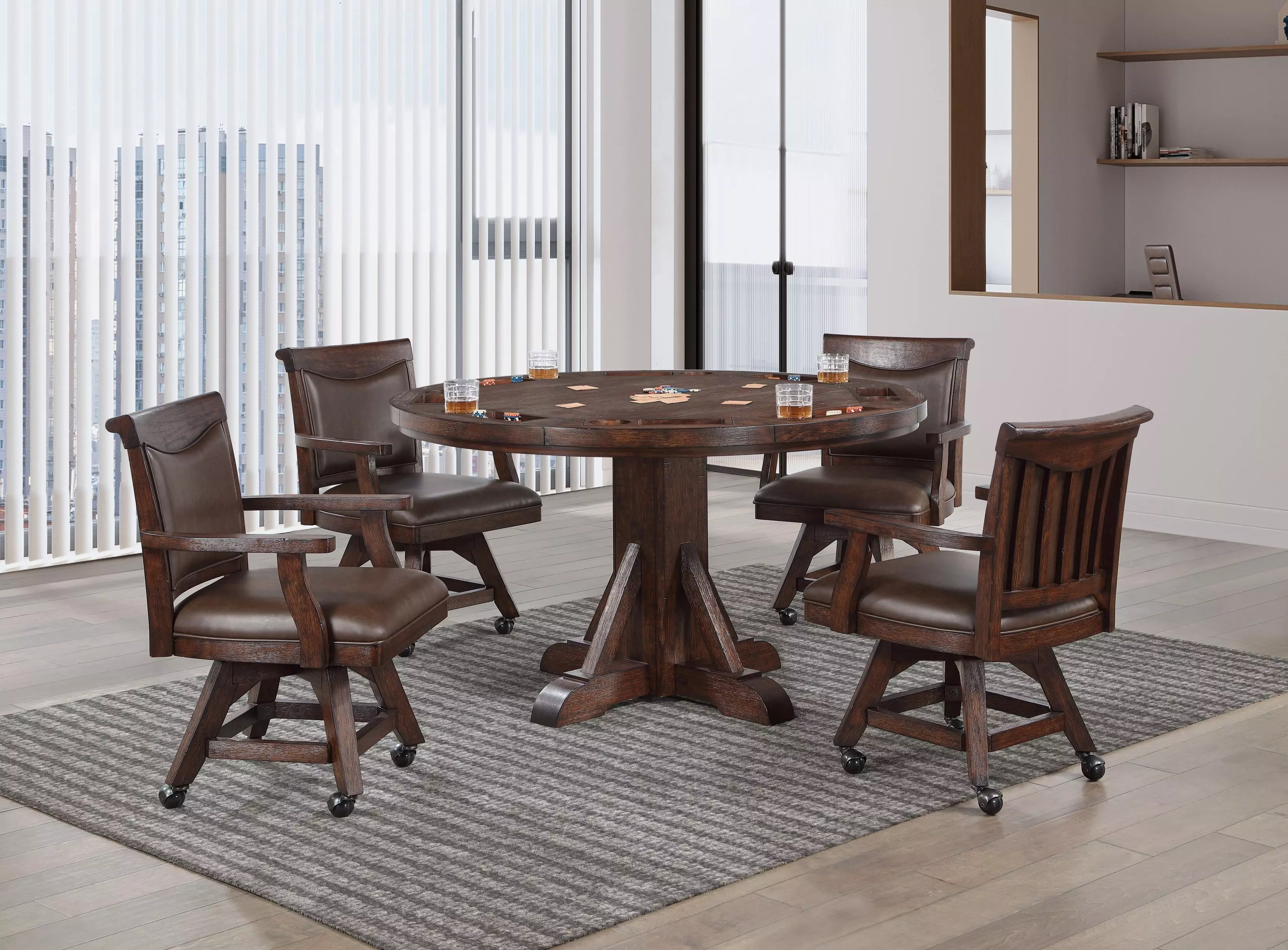 Gettysburg Dark Distressed Chestnut Adjustable Game Table with