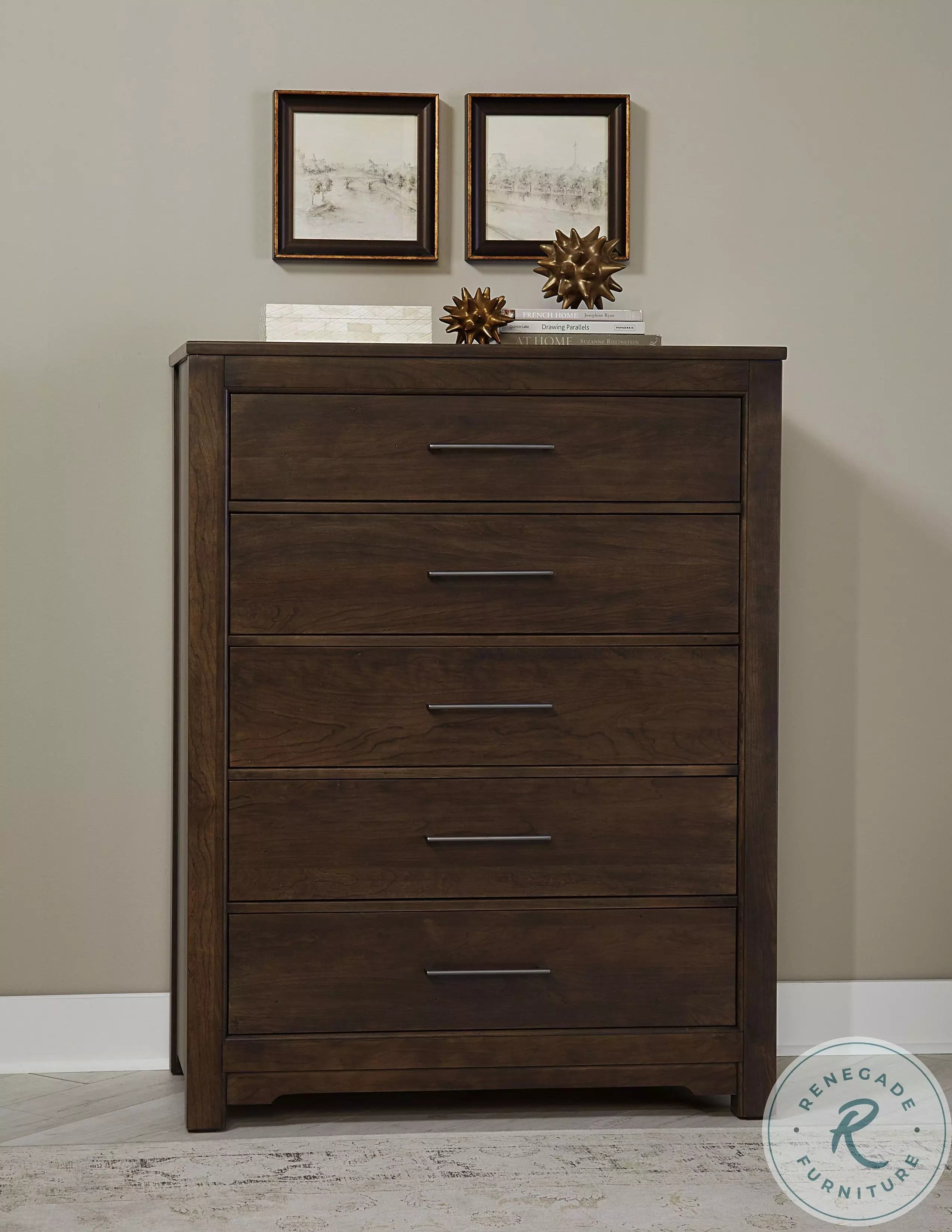 Ben And Erin Napier Dark Cherry 5 Drawer Chest From Home Gallery