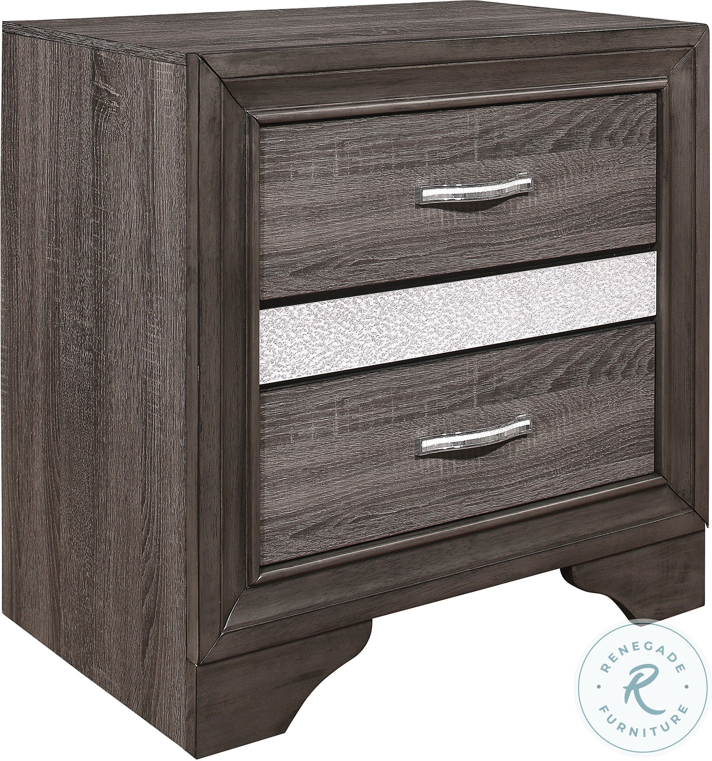 Luster Gray and Silver Glitter Nightstand from Homelegance Coleman