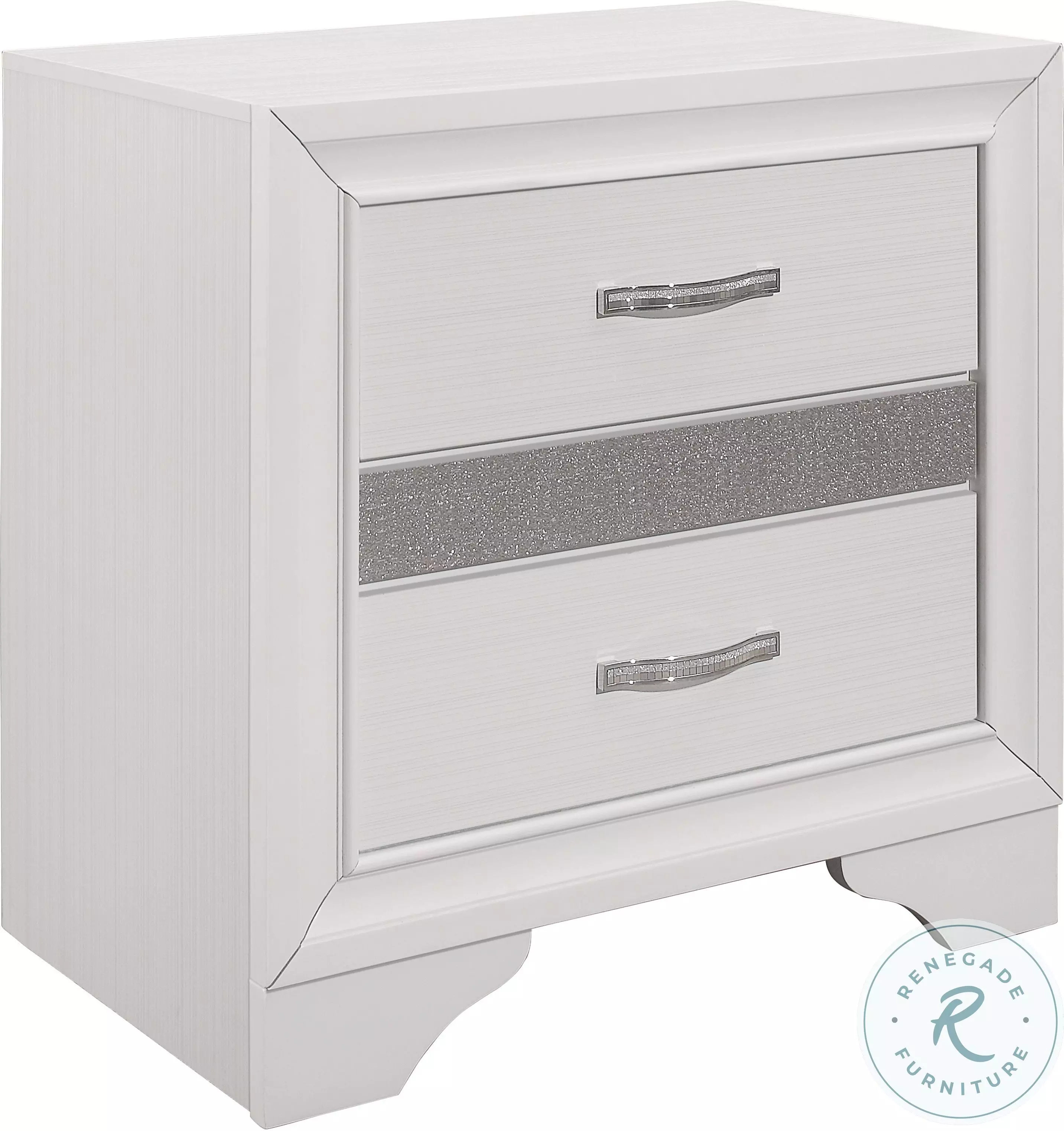 Luster White And Silver Glitter Platform Bedroom Set from