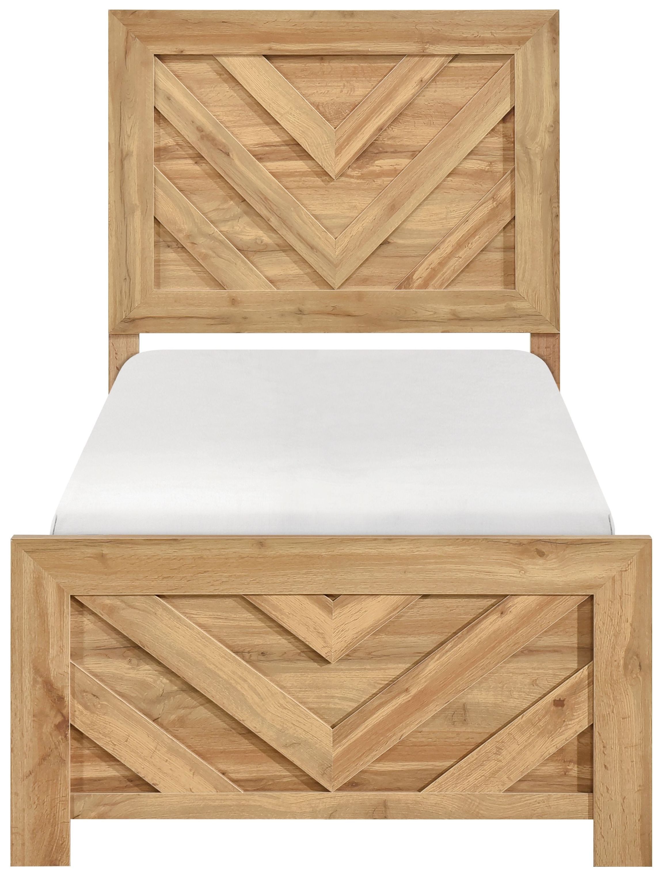 Corbin Natural Twin Panel Bed with Chevron Pattern From Homelegance ...