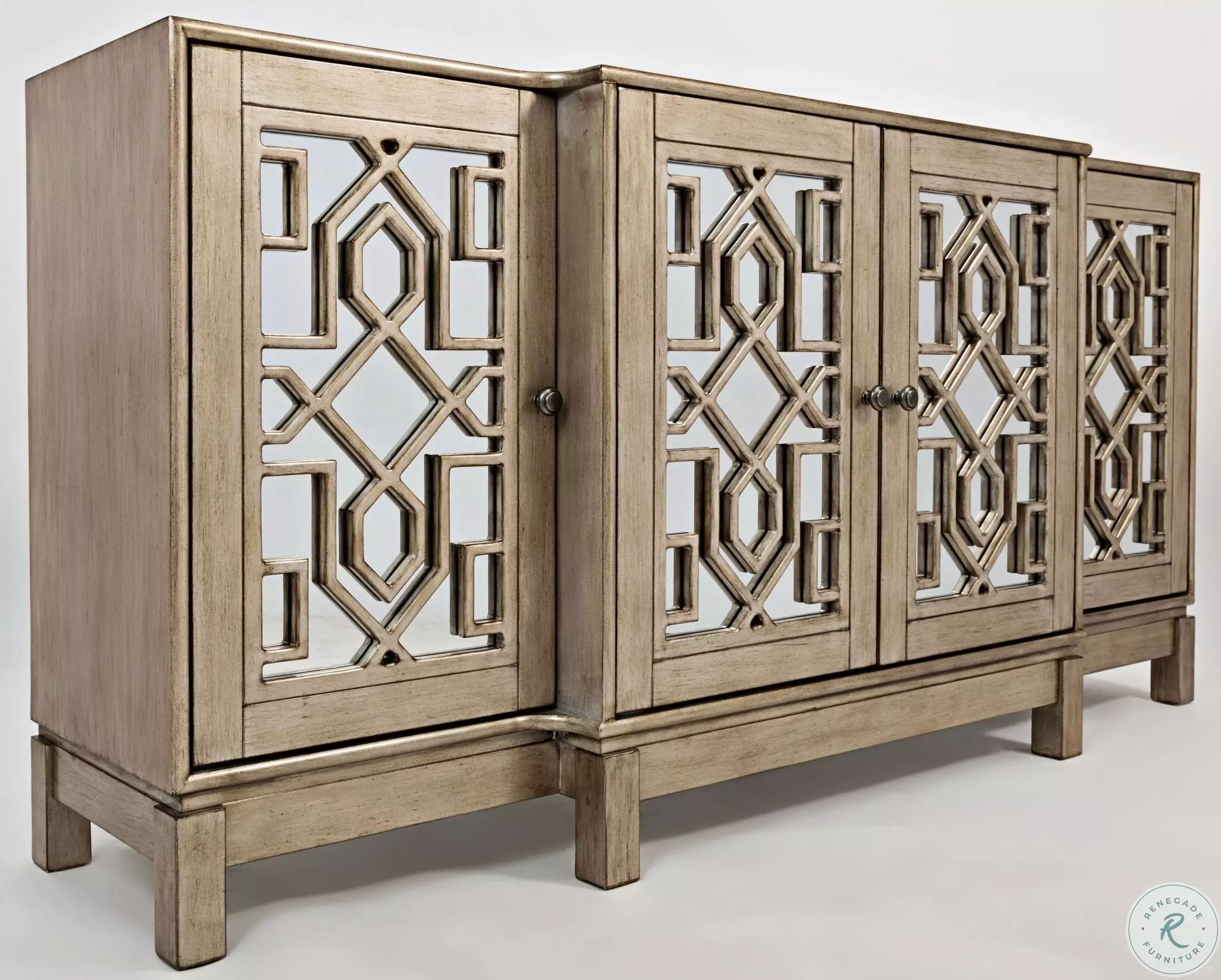 Casa Bella Vintage Silver 3 Door Mirrored Cabinet From Home