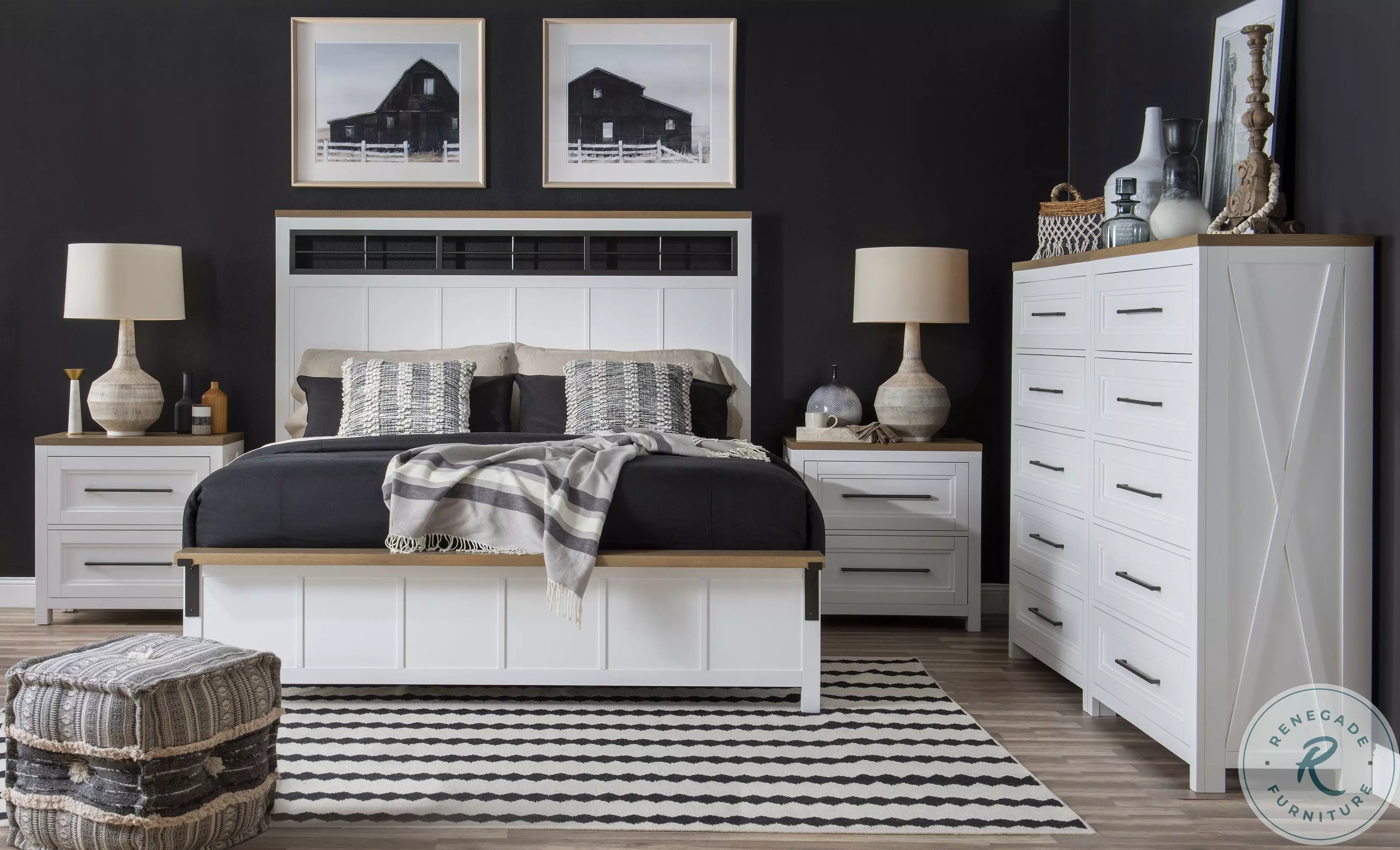 blanc#1.2セット Franklin White Two Tone Panel Bedroom Set from Legacy Classic