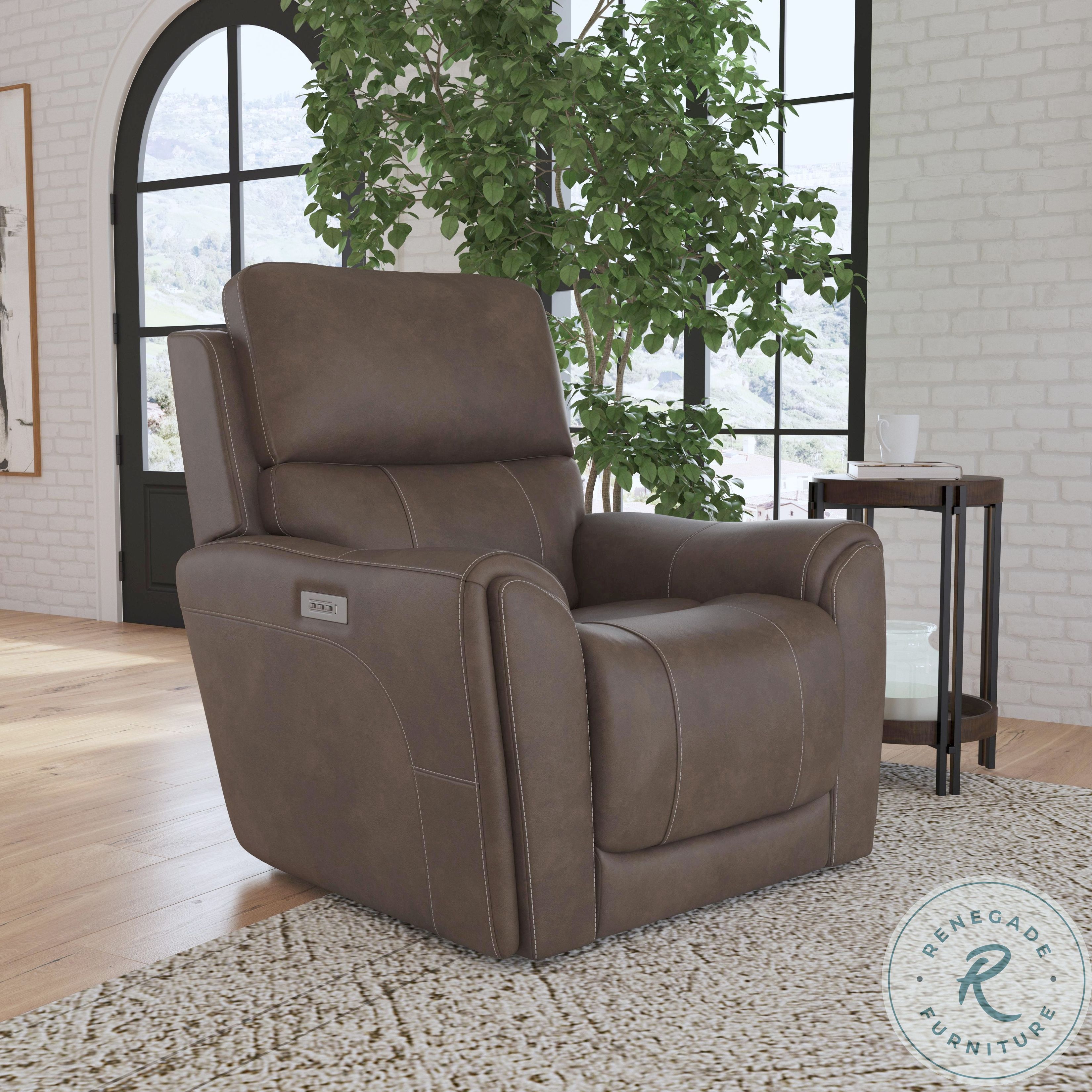 Latitudes Carter Brown Power Recliner with Power Headrest and Lumbar
