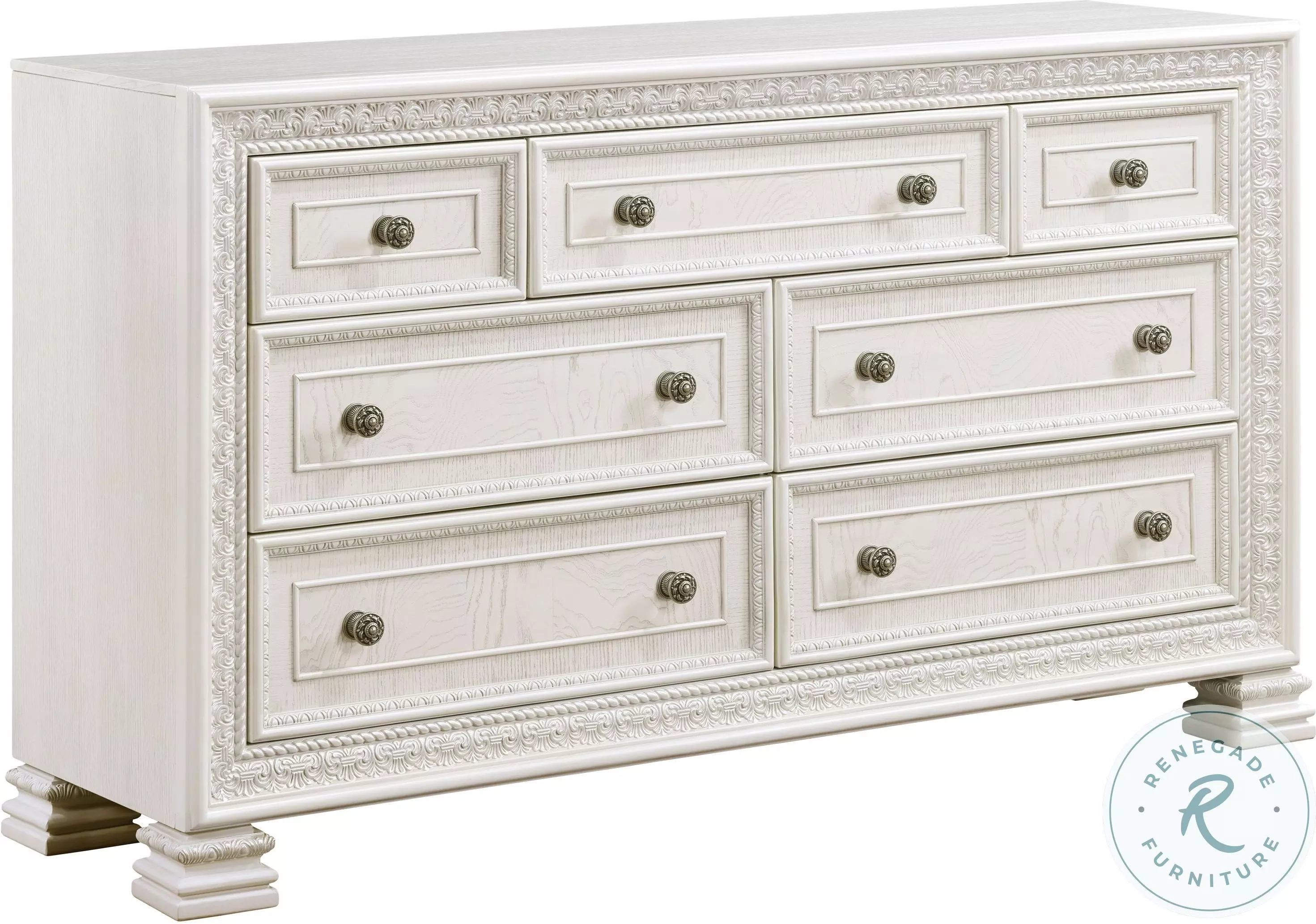 Theodora Pearl White 7 Drawer Dresser From Homelegance | Coleman